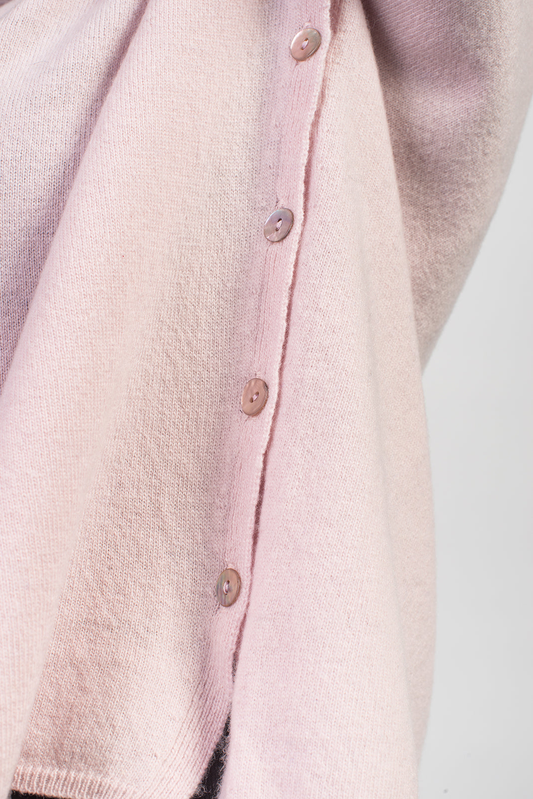 Women's cashmere blend crewneck with side buttons, colour Pink, view 4 | Dalle Piane Cashmere