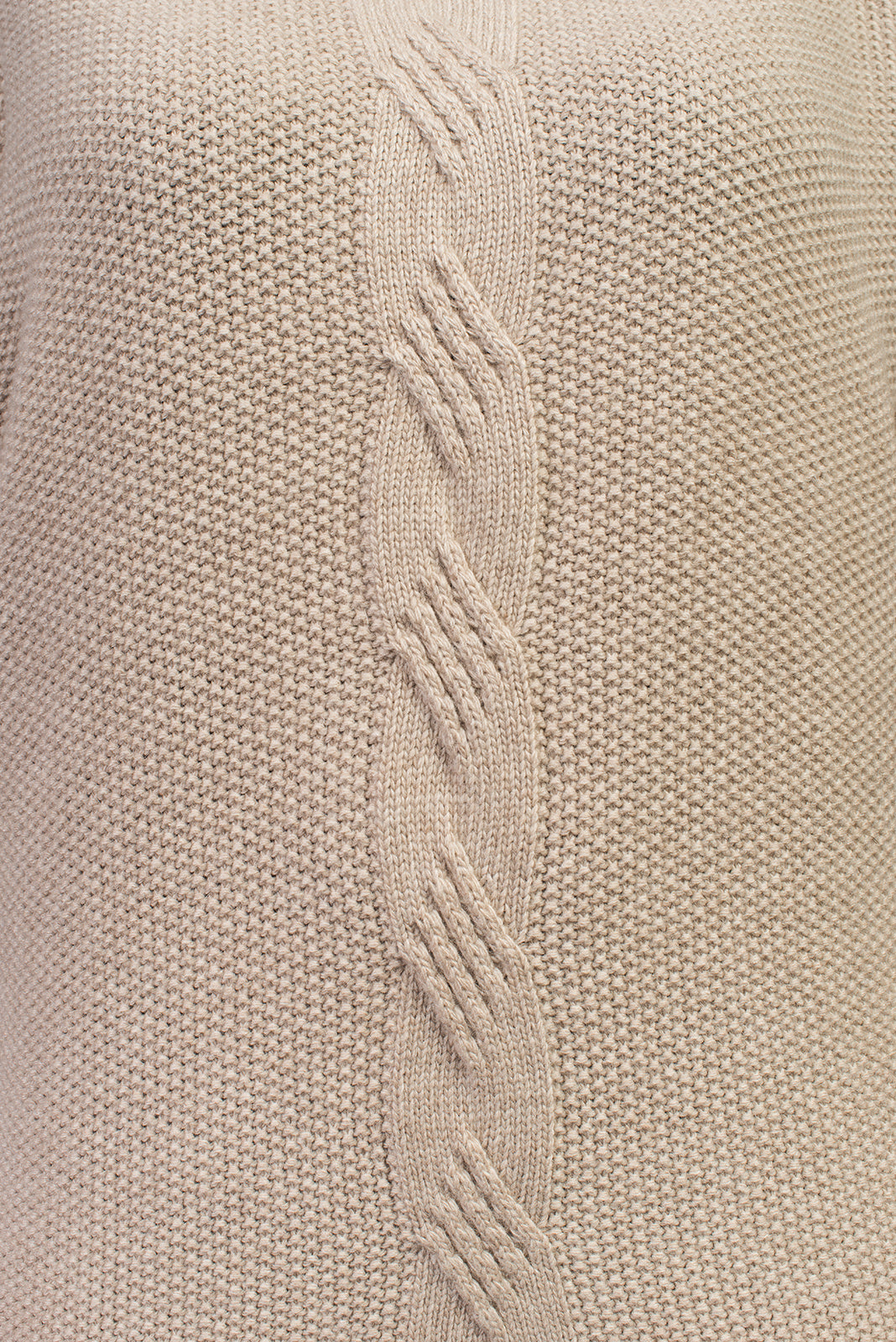 Women's cable-knit cashmere blend sweater, colour Beige, view 4 | Dalle Piane Cashmere
