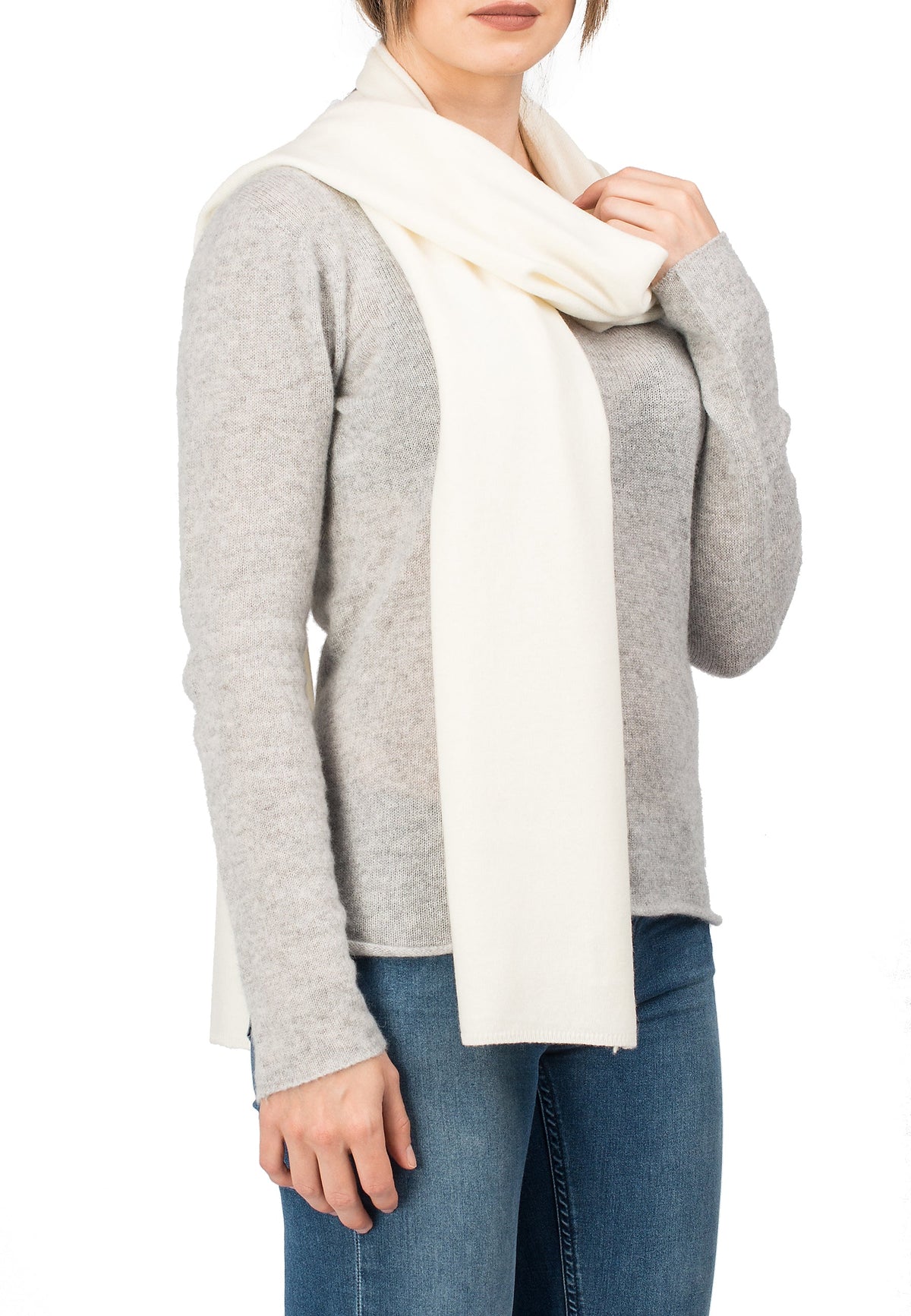 Unisex cashmere blend scarf, colour Cream | Dalle Piane Cashmere