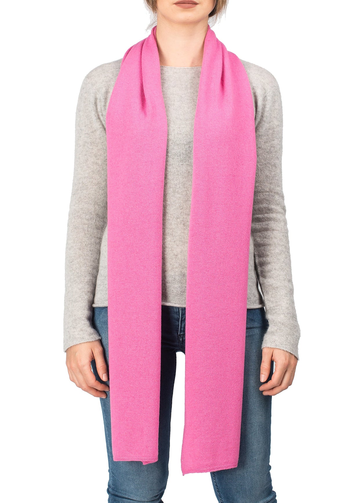 Unisex cashmere blend scarf, colour Fuchsia, view 2 | Dalle Piane Cashmere