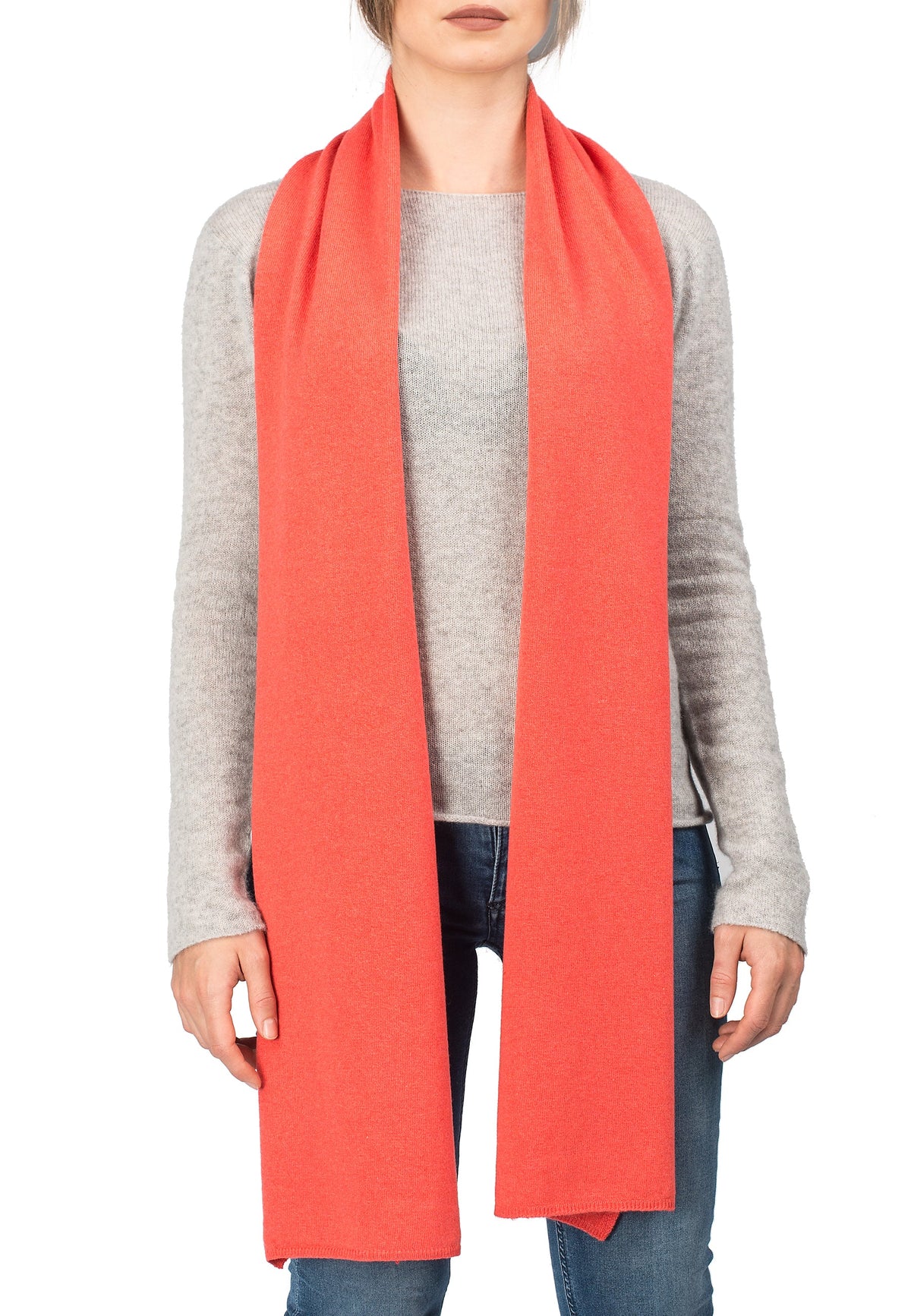 Unisex cashmere blend scarf, colour Orange, view 2 | Dalle Piane Cashmere