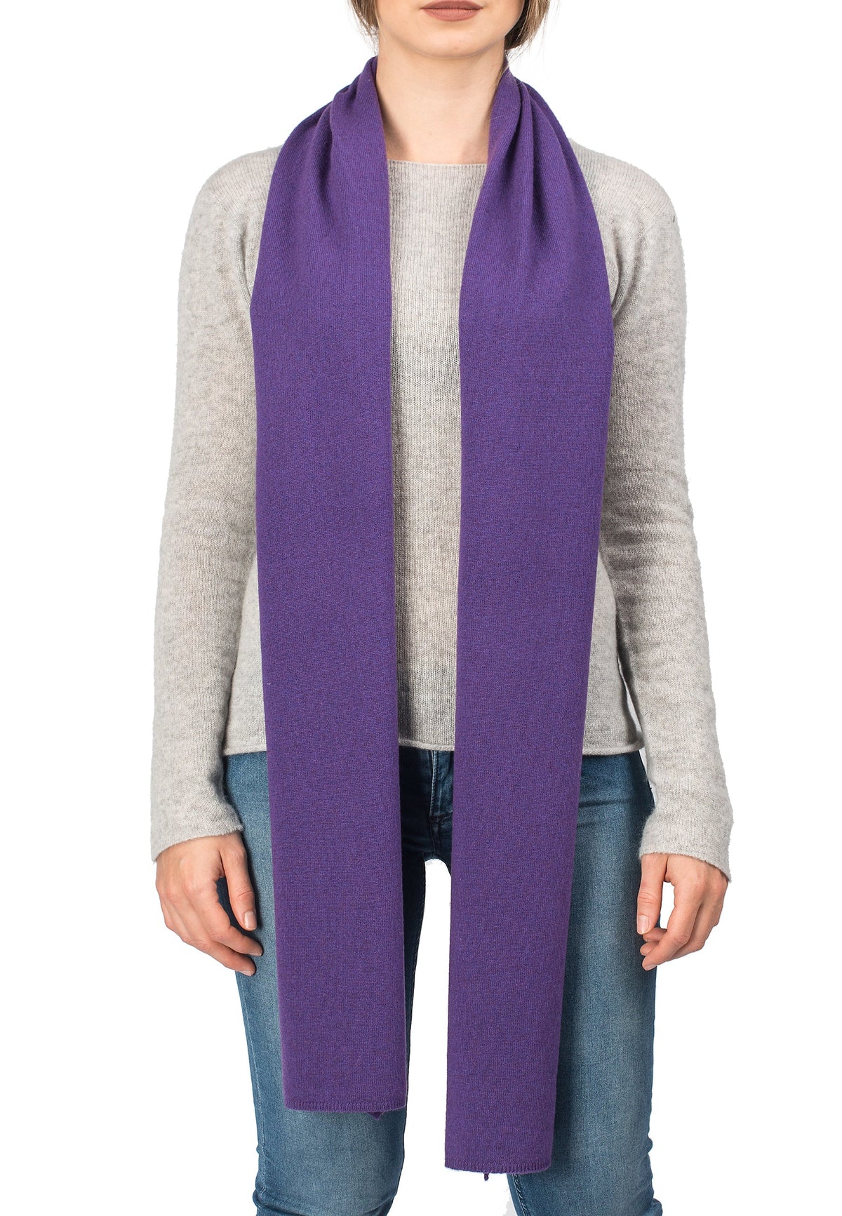 Unisex cashmere blend scarf, colour Purple, view 2 | Dalle Piane Cashmere