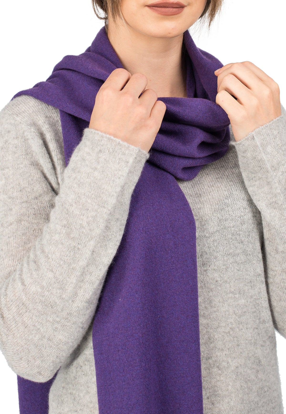 Unisex cashmere blend scarf, colour Purple, view 3 | Dalle Piane Cashmere