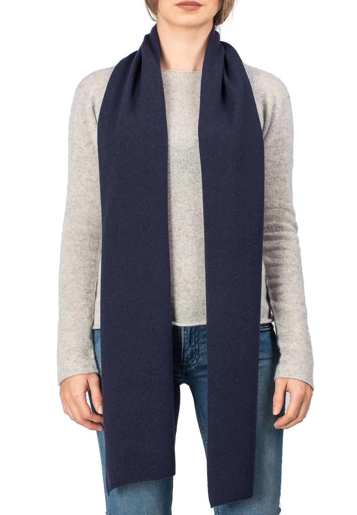 Unisex cashmere blend scarf, colour Blue, view 2 | Dalle Piane Cashmere