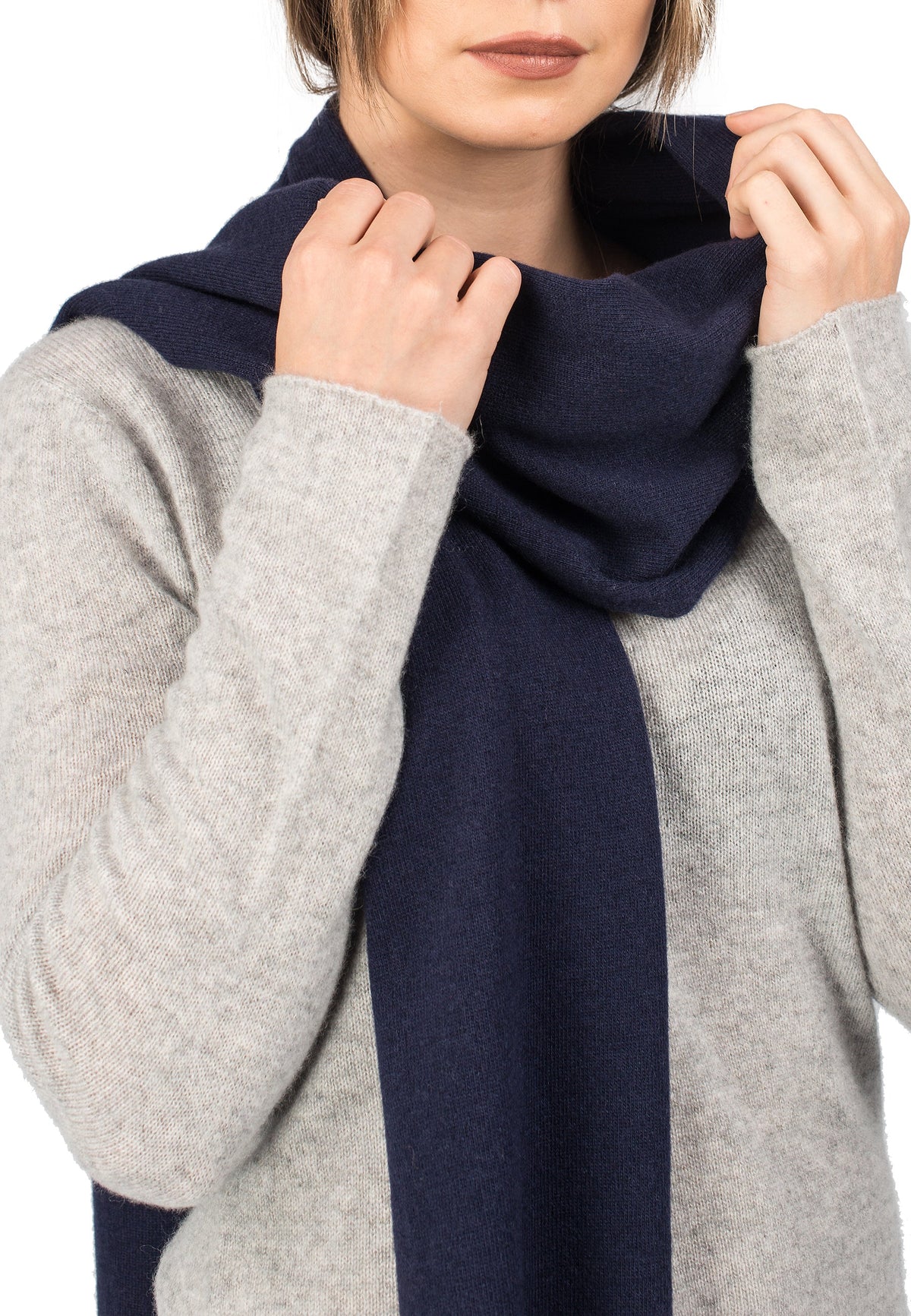 Unisex cashmere blend scarf, colour Blue, view 3 | Dalle Piane Cashmere