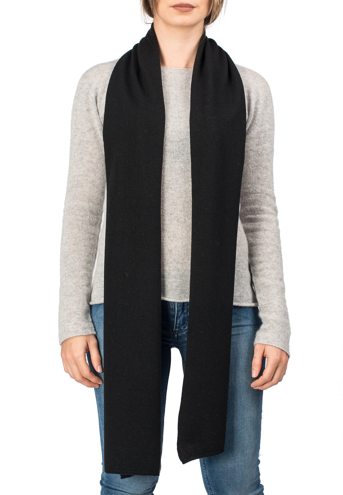 Unisex cashmere blend scarf, colour Black, view 2 | Dalle Piane Cashmere
