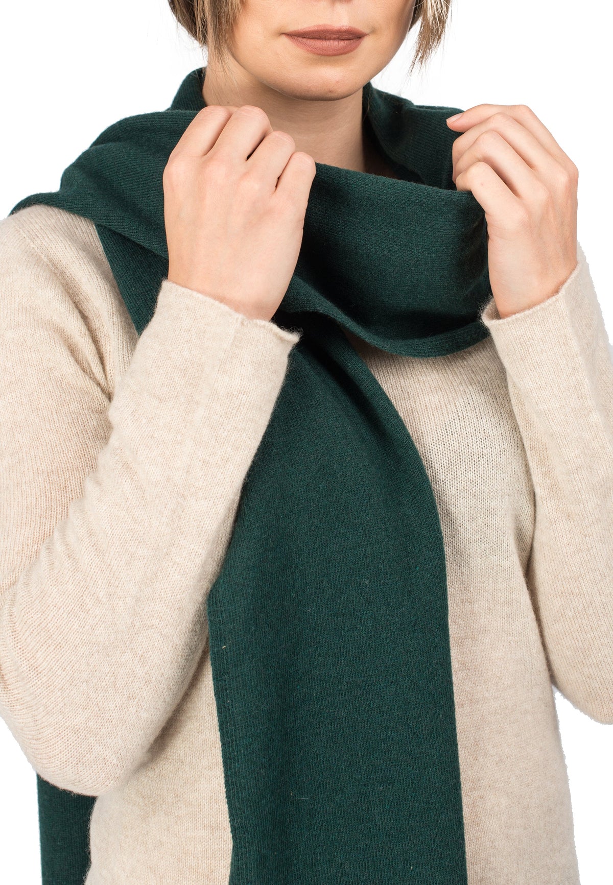 Unisex cashmere blend scarf, colour Green, view 3 | Dalle Piane Cashmere