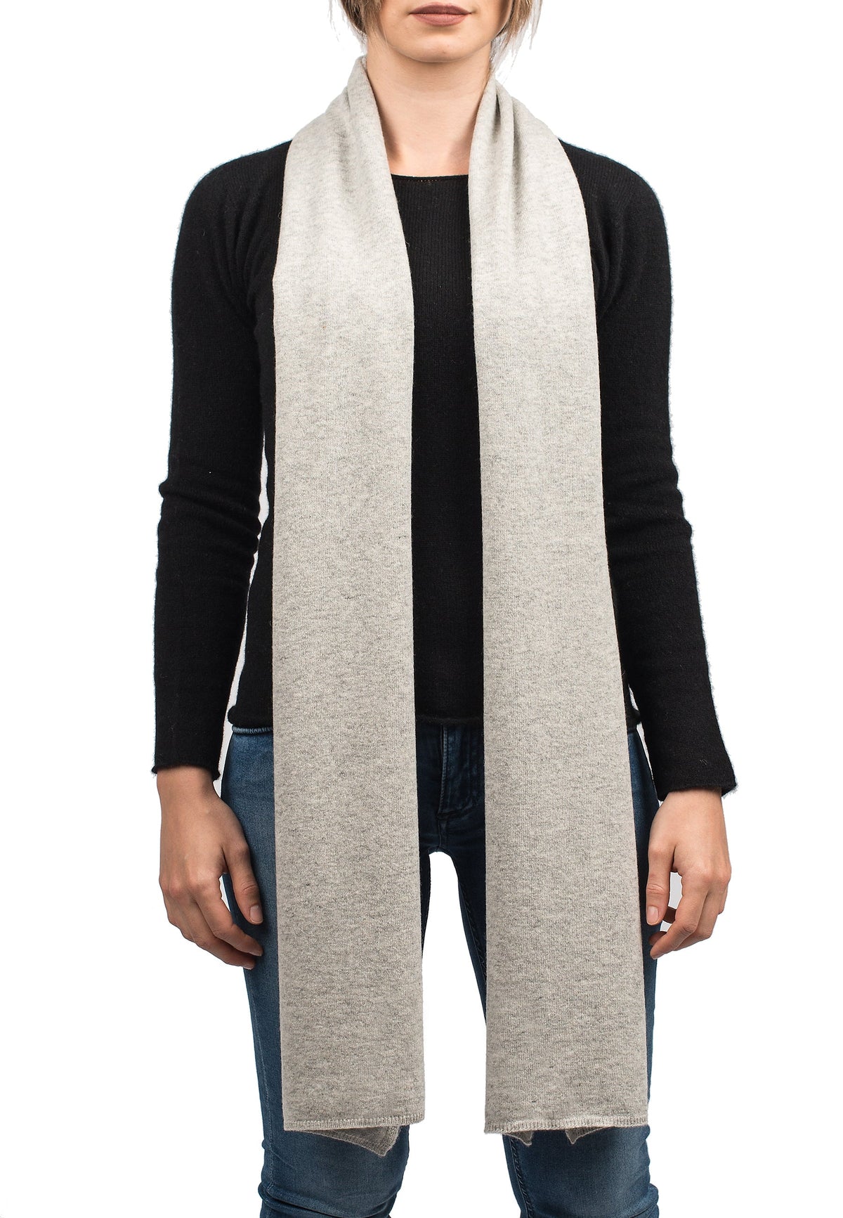 Unisex cashmere blend scarf, colour Grey, view 2 | Dalle Piane Cashmere