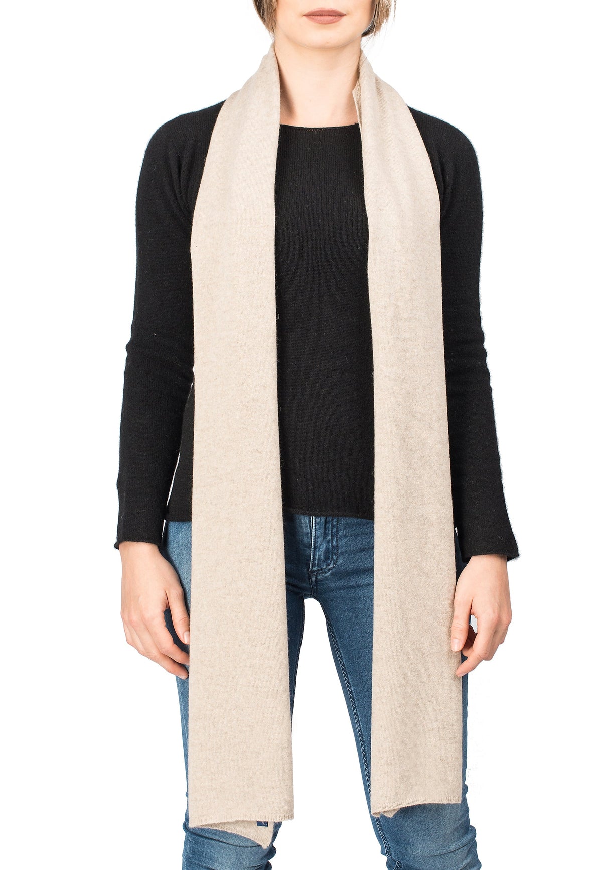 Unisex cashmere blend scarf, colour Beige, view 2 | Dalle Piane Cashmere