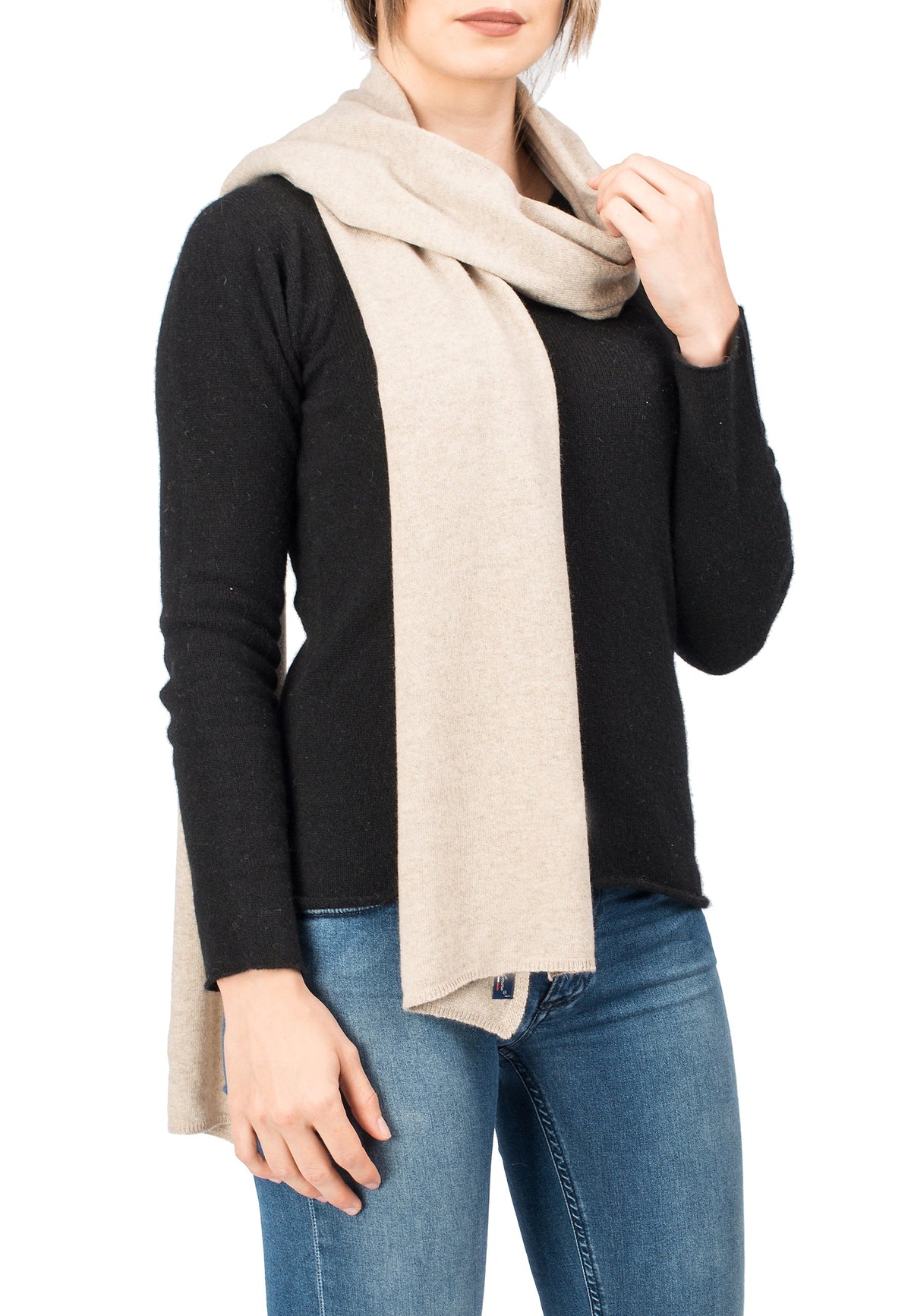 Unisex cashmere blend scarf, colour Beige | Dalle Piane Cashmere