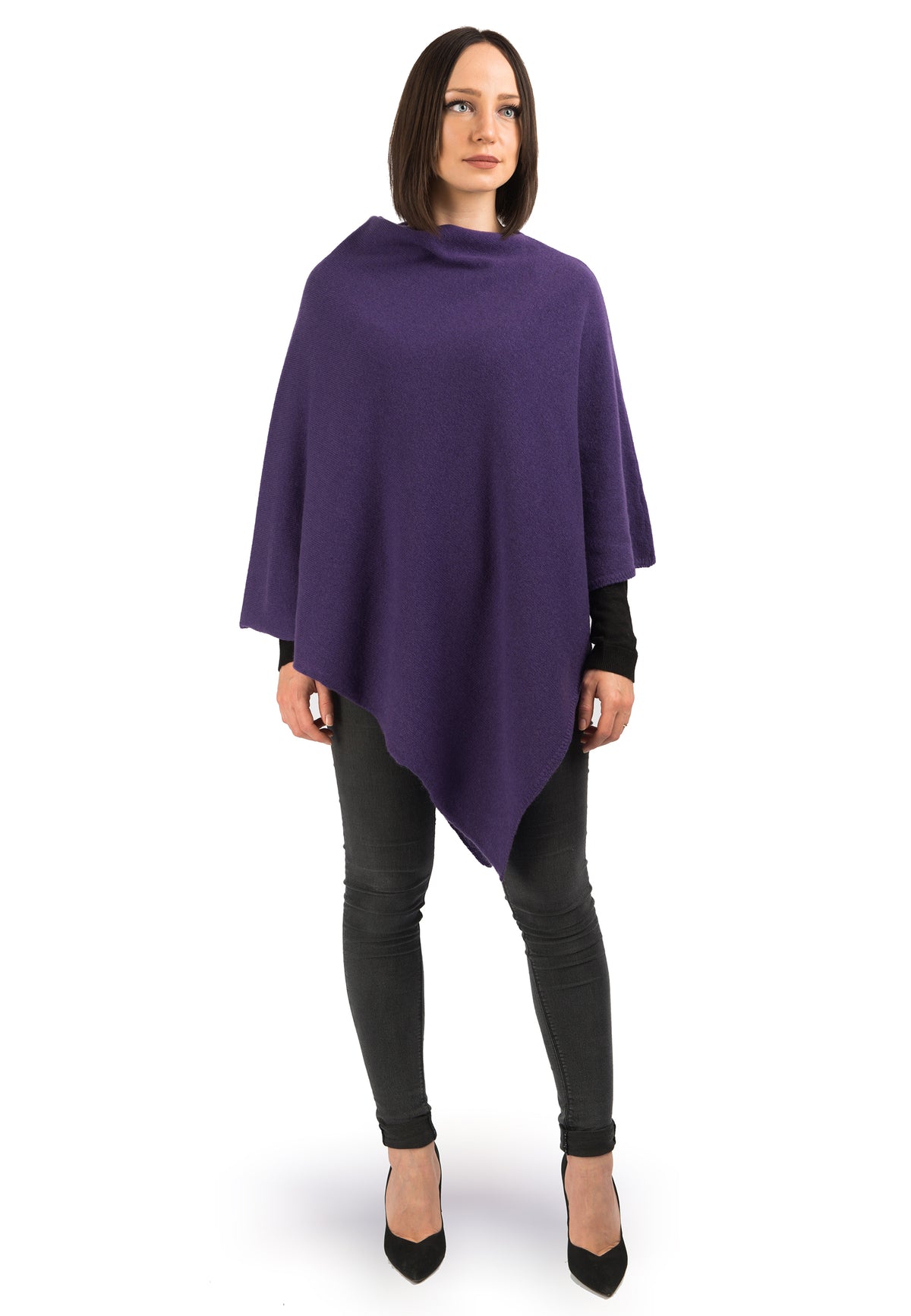 100% cashmere poncho, colour Purple | Dalle Piane Cashmere