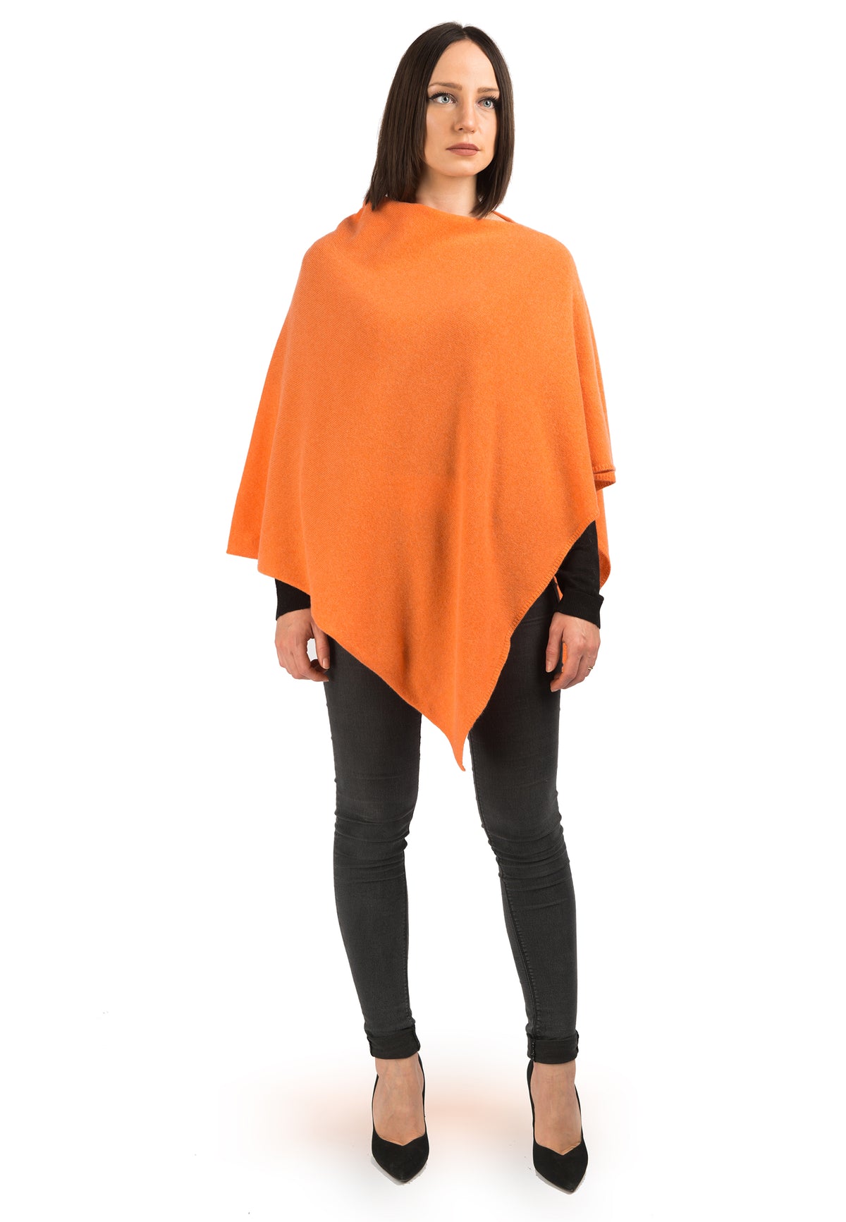 100% cashmere poncho, colour Orange | Dalle Piane Cashmere