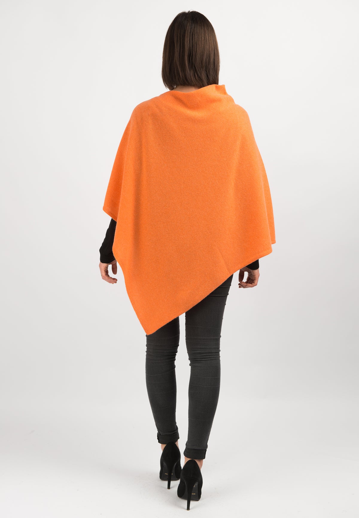 100% cashmere poncho, colour Orange, view 3 | Dalle Piane Cashmere