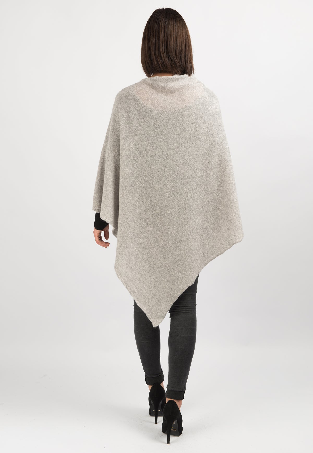 100% cashmere poncho, colour Grey, view 3 | Dalle Piane Cashmere