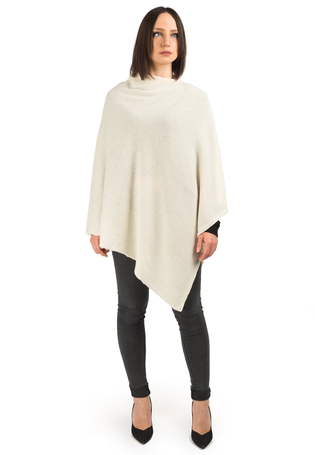 100% cashmere poncho, colour Cream | Dalle Piane Cashmere