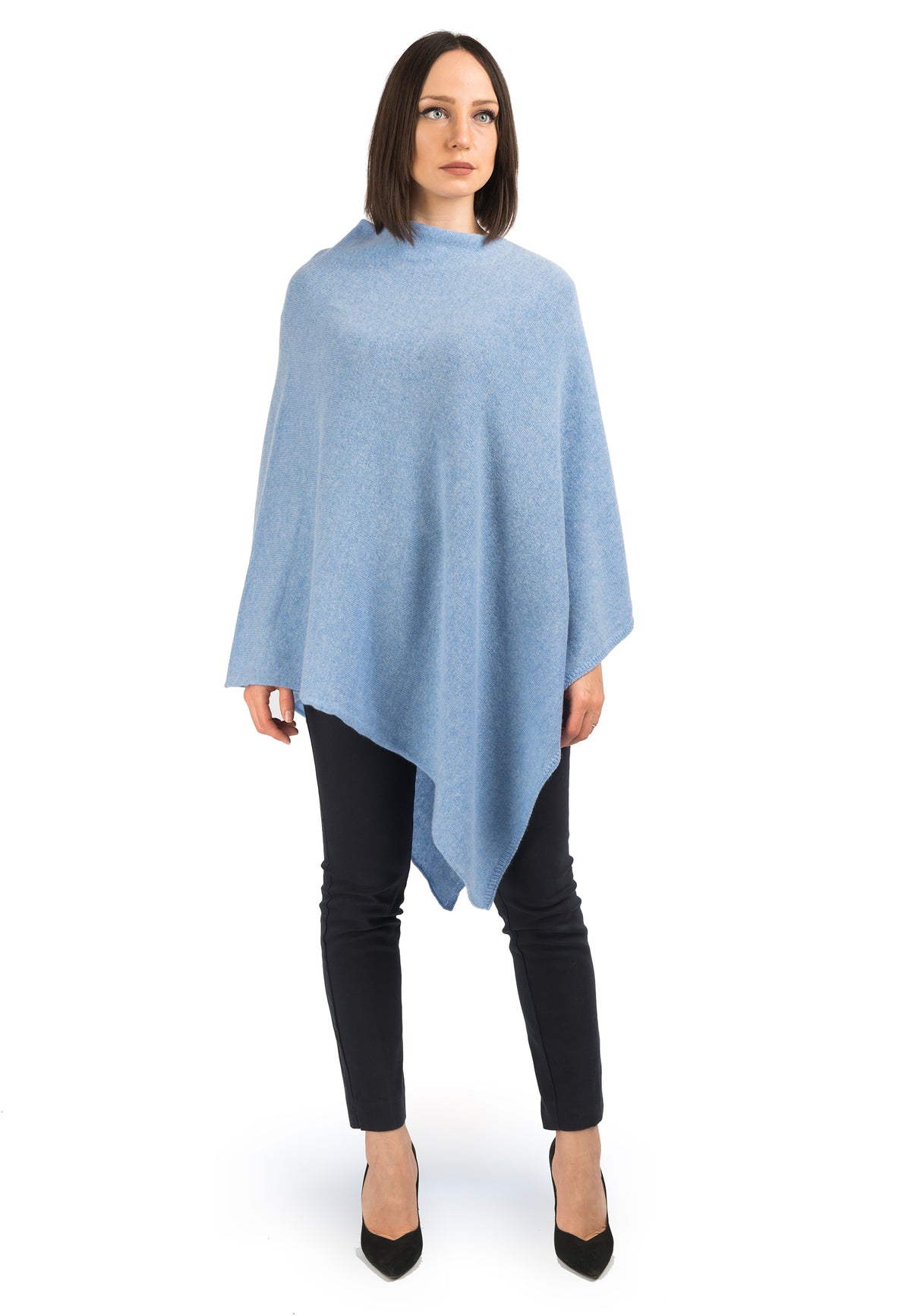 100% cashmere poncho, colour Sky | Dalle Piane Cashmere