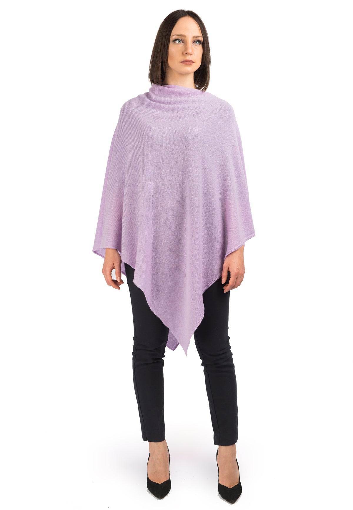 100% cashmere poncho, colour Lilac | Dalle Piane Cashmere