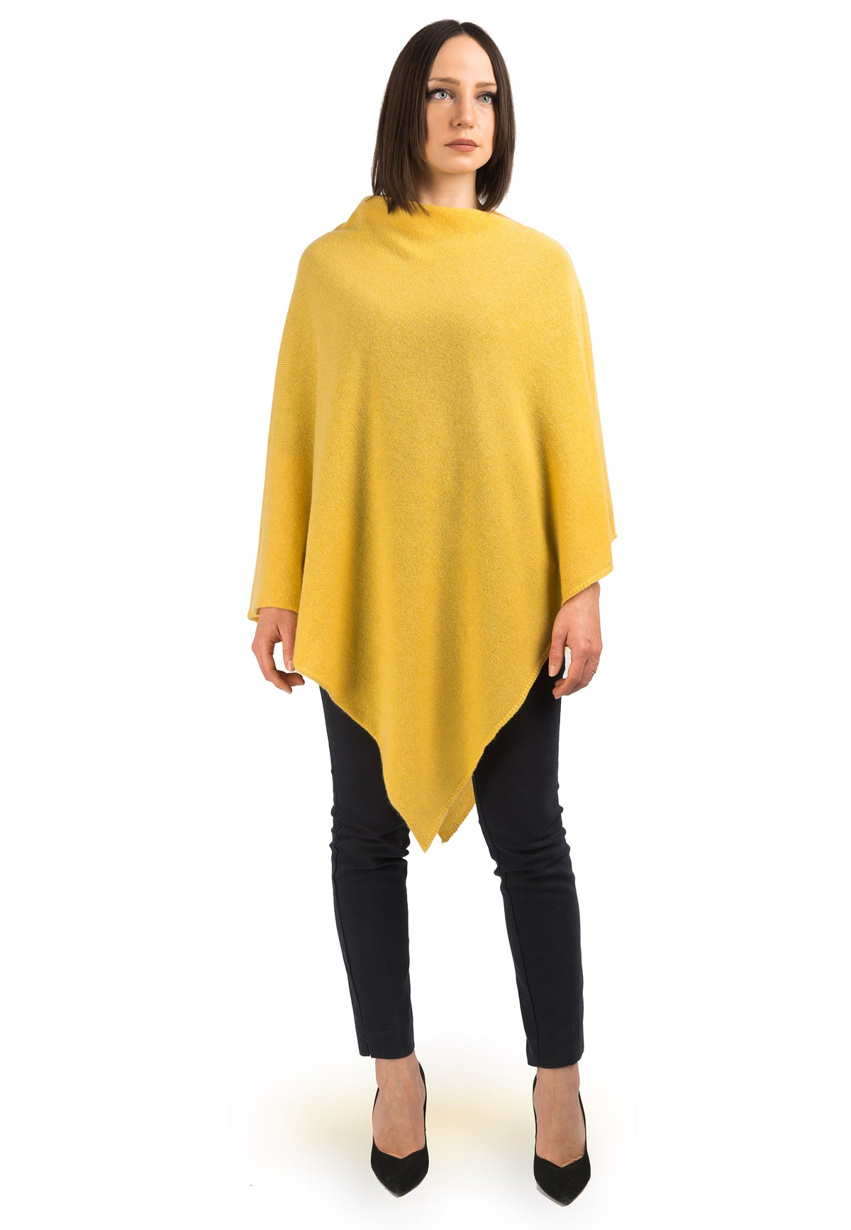 100% cashmere poncho, colour Yellow | Dalle Piane Cashmere