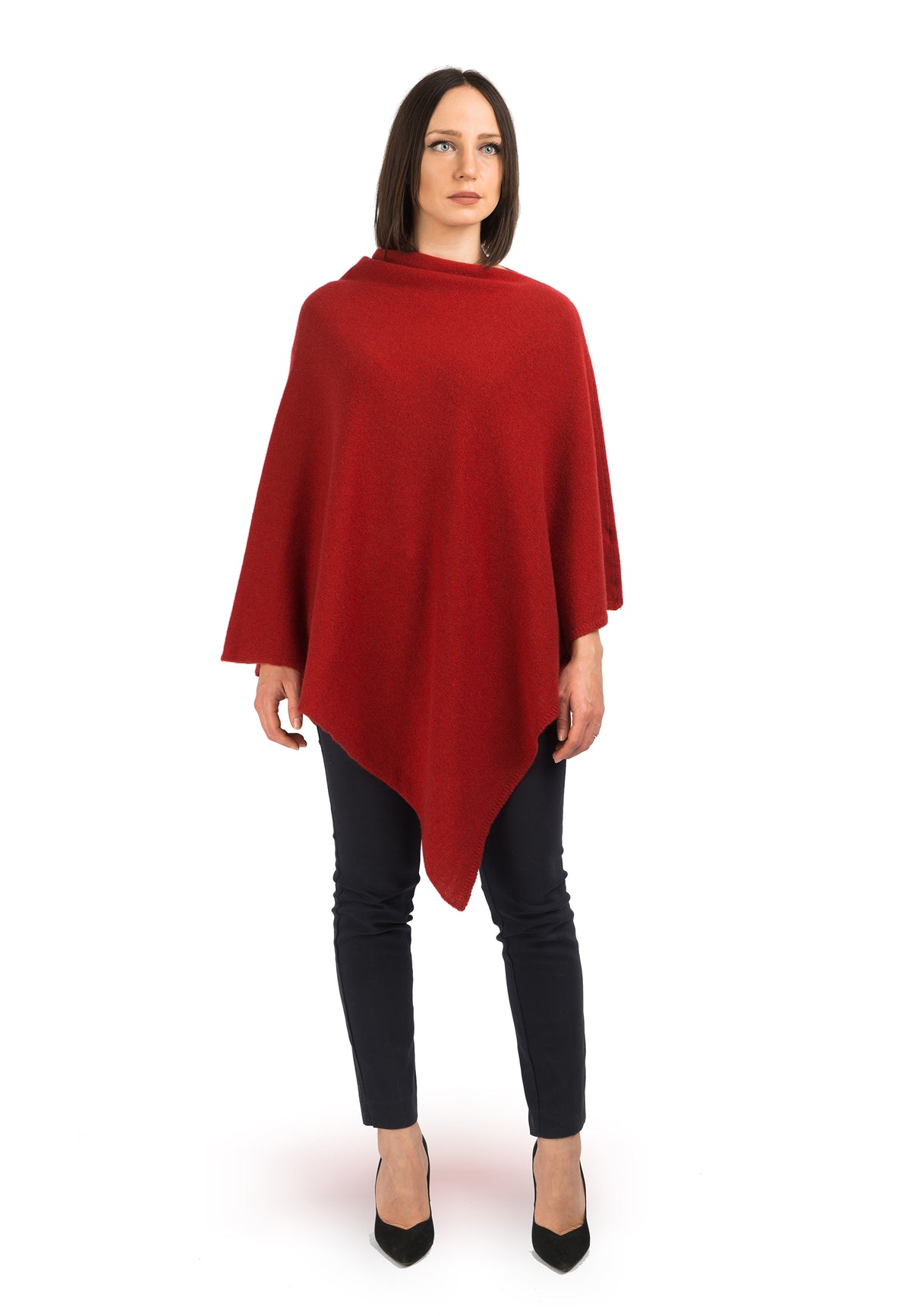 100% cashmere poncho, colour Red | Dalle Piane Cashmere