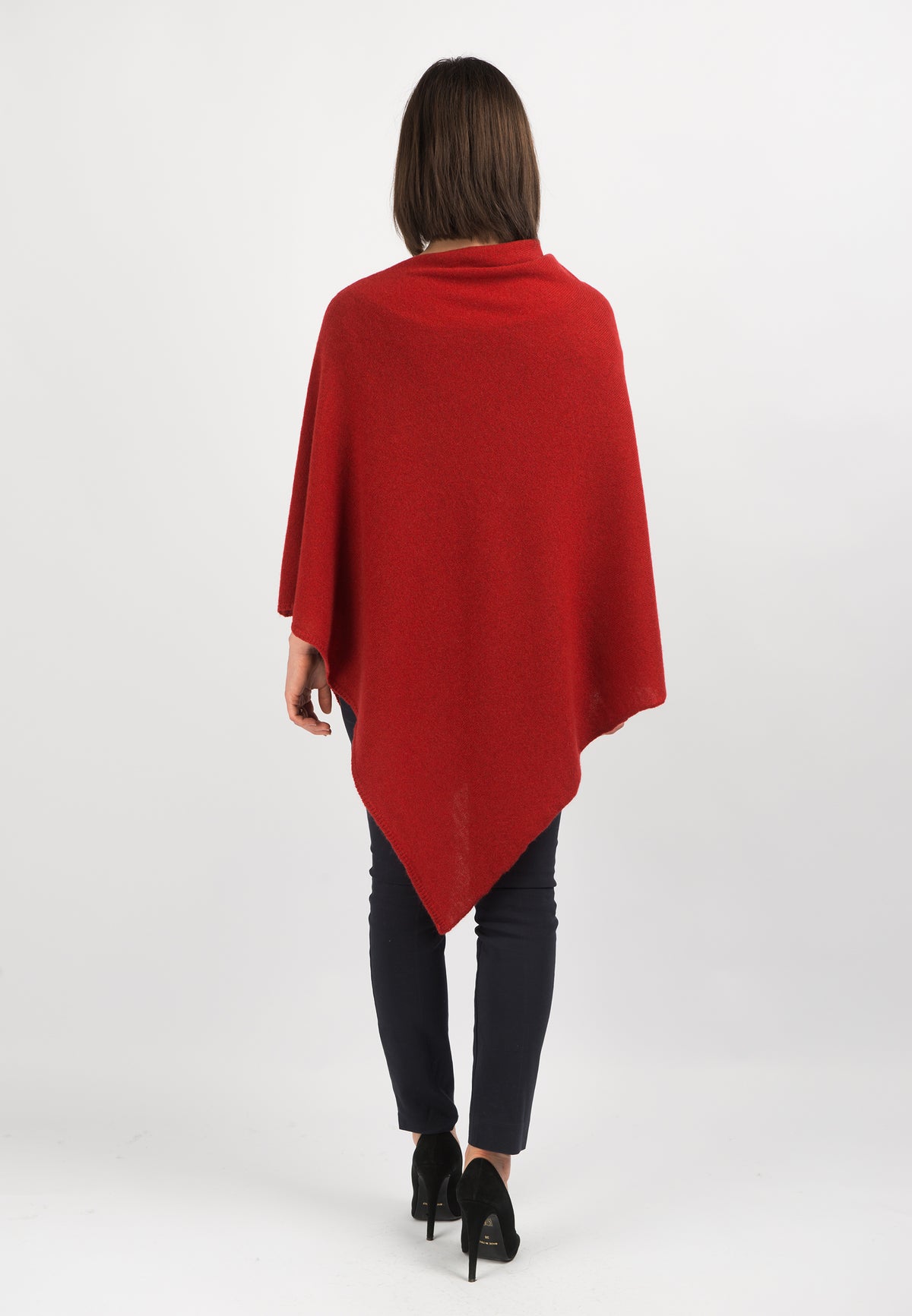 100% cashmere poncho, colour Red, view 3 | Dalle Piane Cashmere