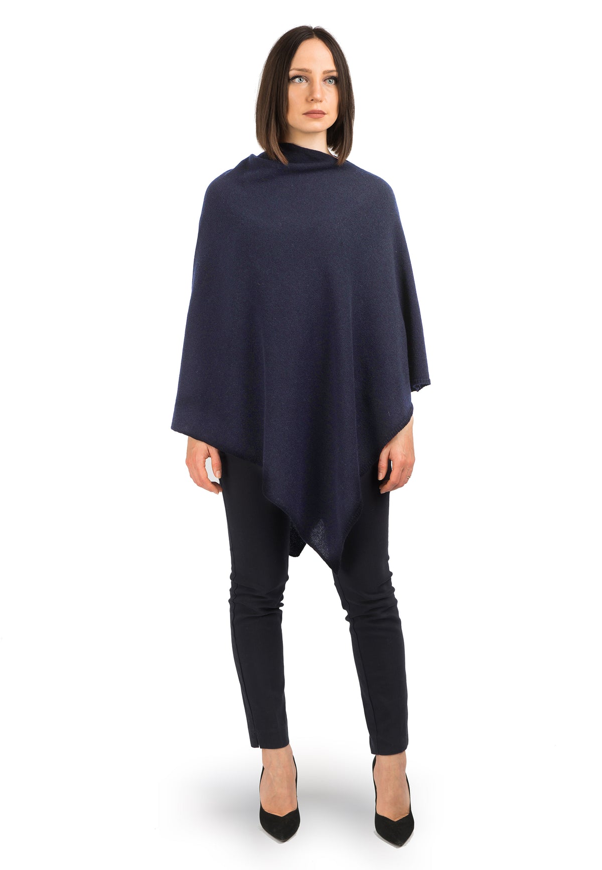 100% cashmere poncho, colour Blue | Dalle Piane Cashmere