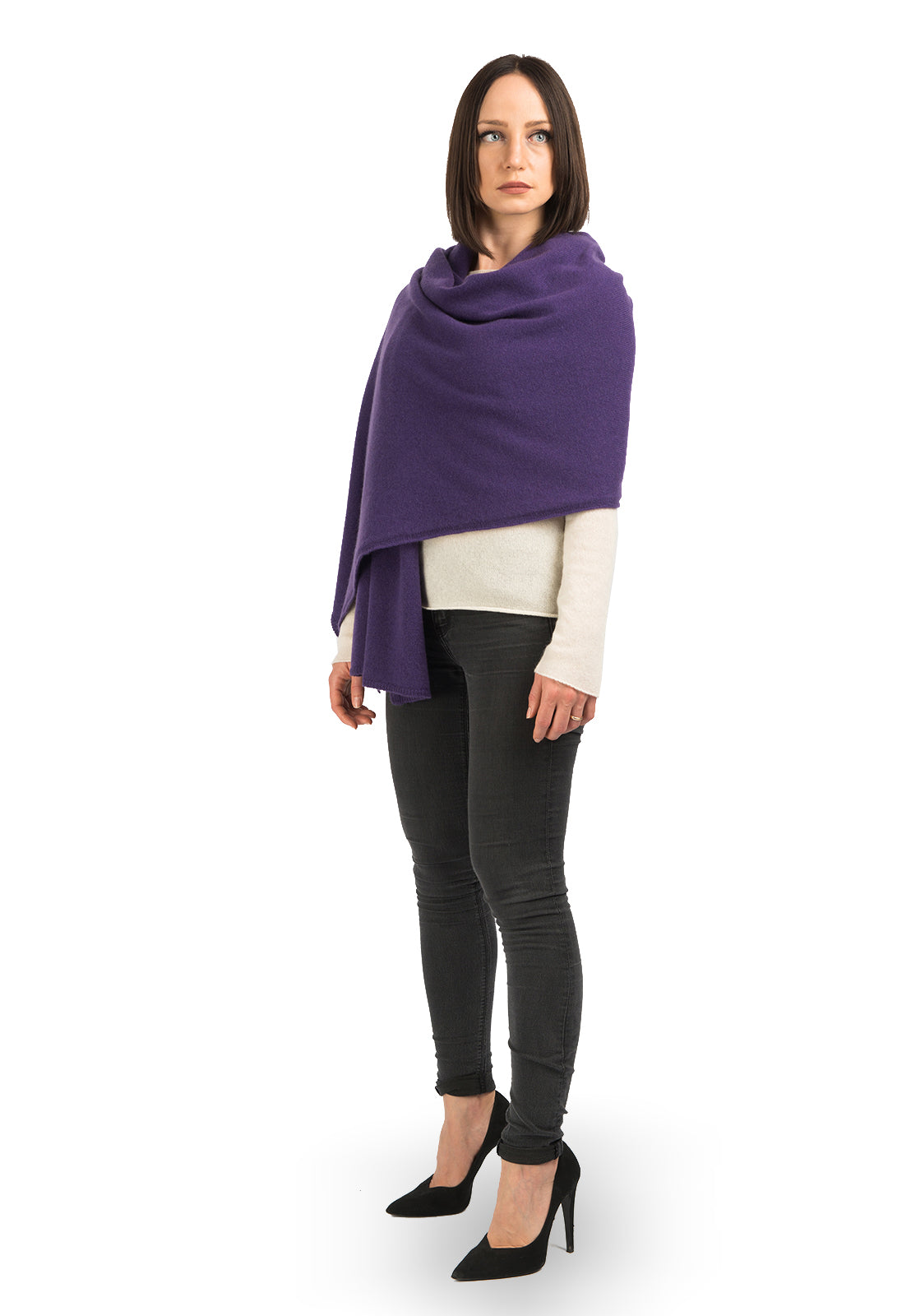 Women's 100% cashmere wrap, colour Purple | Dalle Piane Cashmere