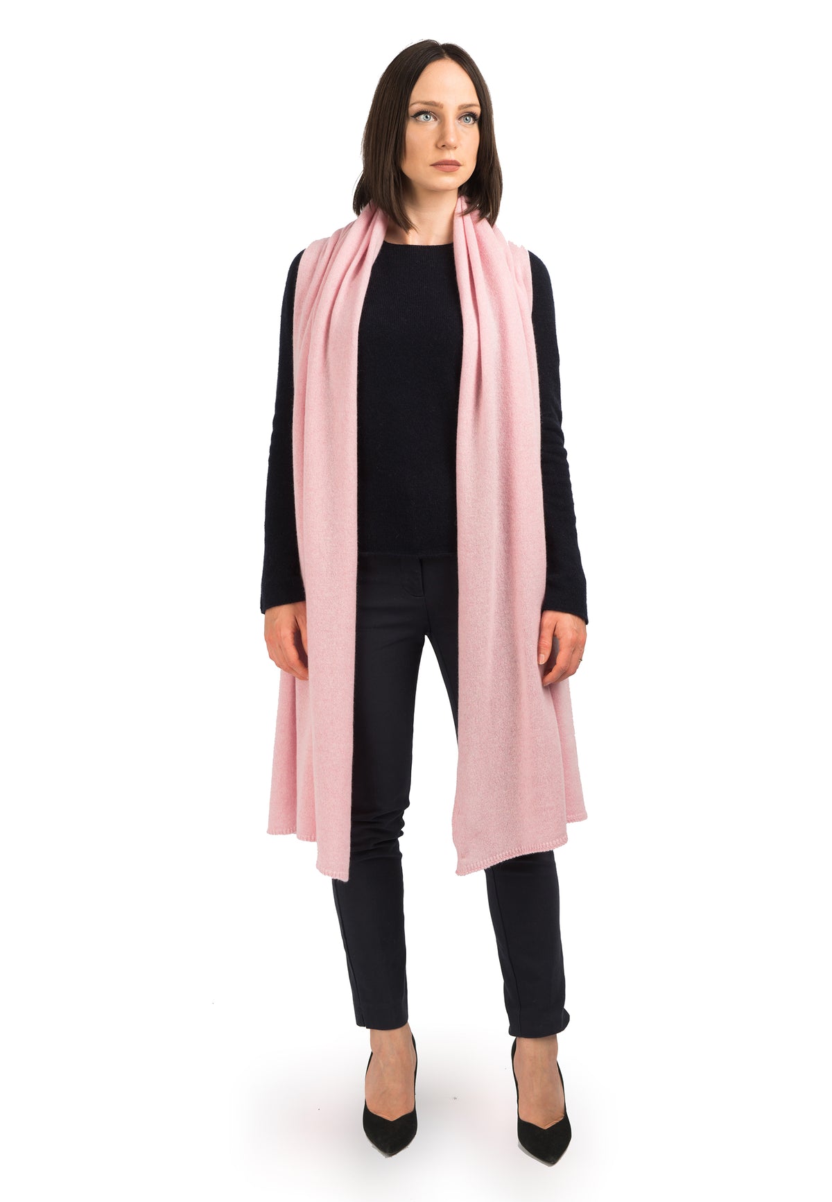 Women's 100% cashmere wrap, colour Pink, view 2 | Dalle Piane Cashmere