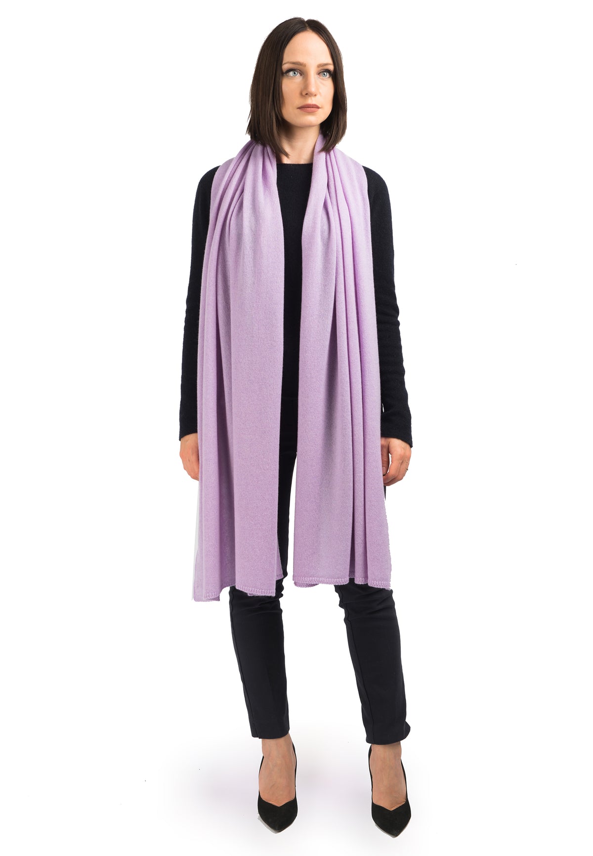 Women's 100% cashmere wrap, colour Lilac, view 2 | Dalle Piane Cashmere