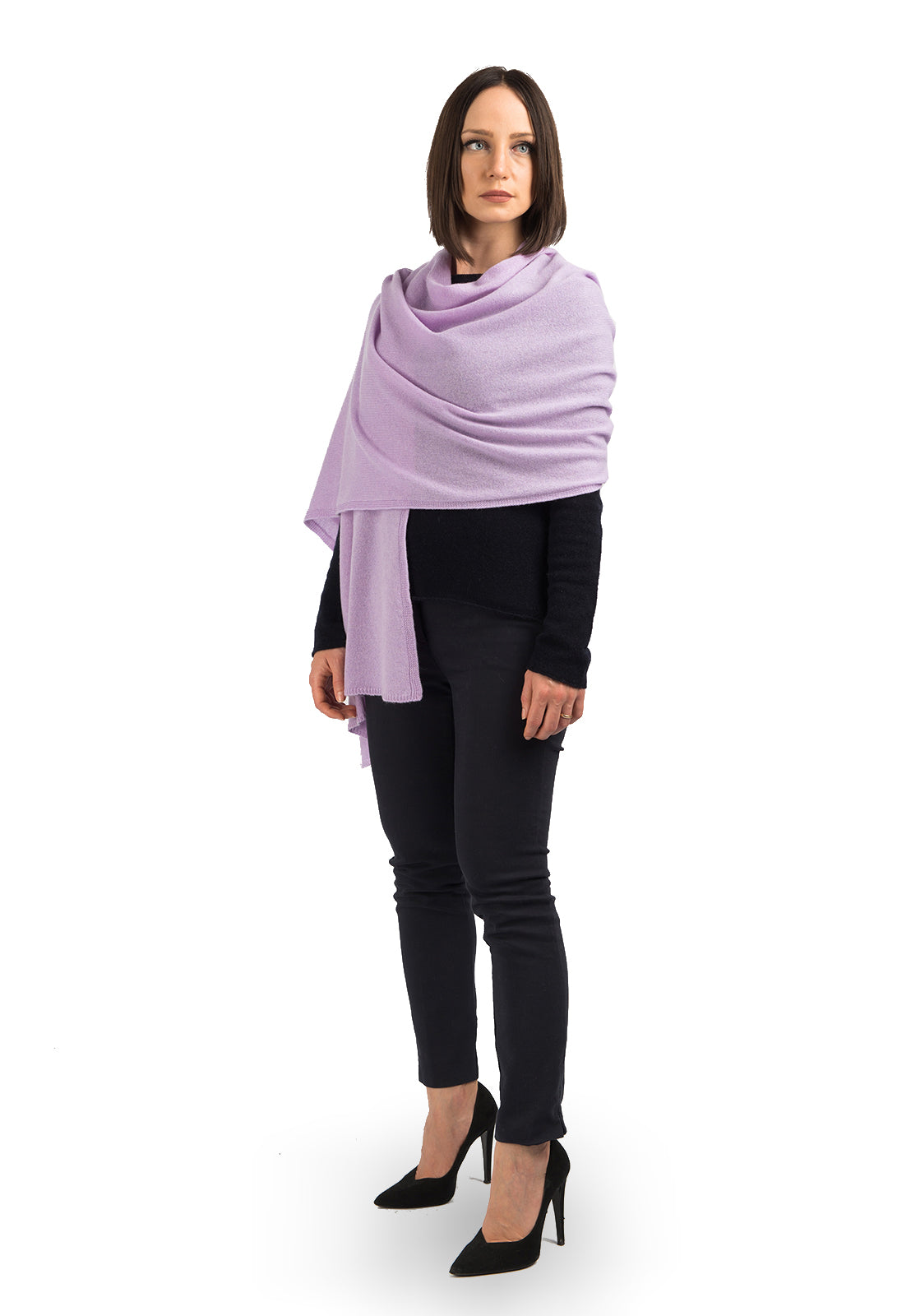 Women's 100% cashmere wrap, colour Lilac | Dalle Piane Cashmere