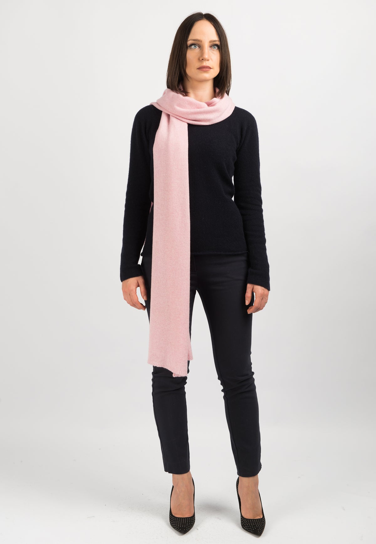 Women's wide 100% cashmere scarf, colour Pink, view 3 | Dalle Piane Cashmere