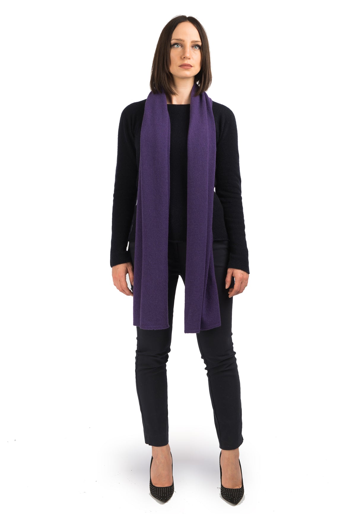 Women's wide 100% cashmere scarf, colour Purple | Dalle Piane Cashmere