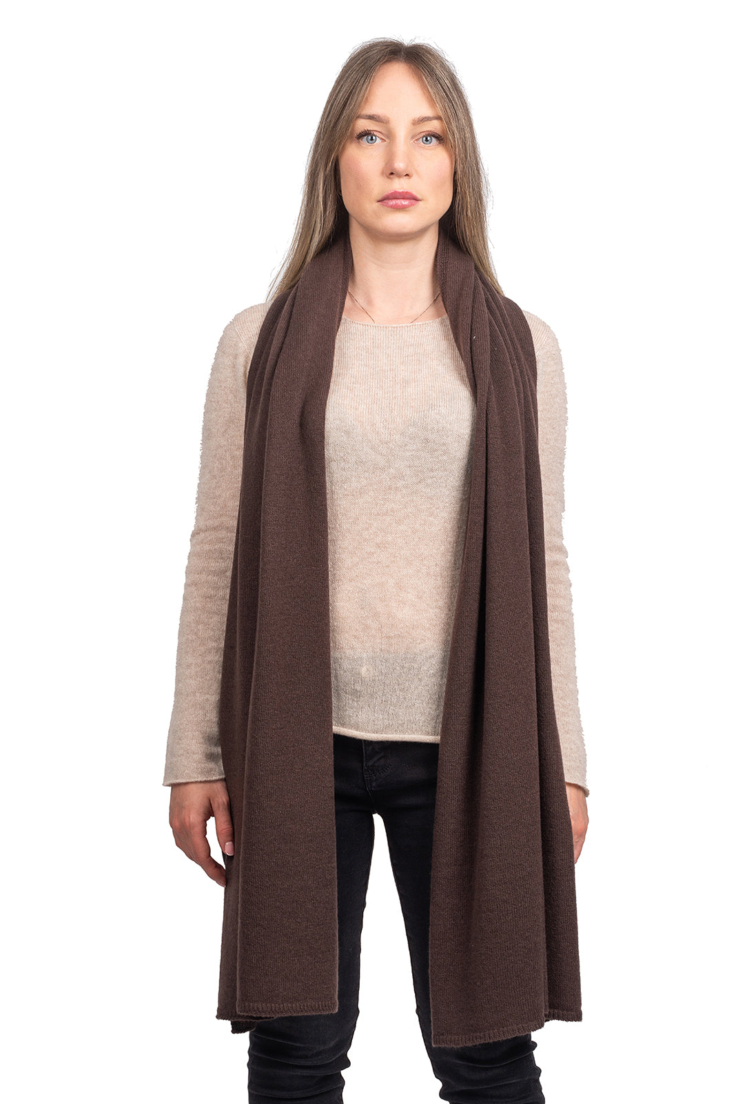 Women's 100% cashmere wrap, colour Brown | Dalle Piane Cashmere