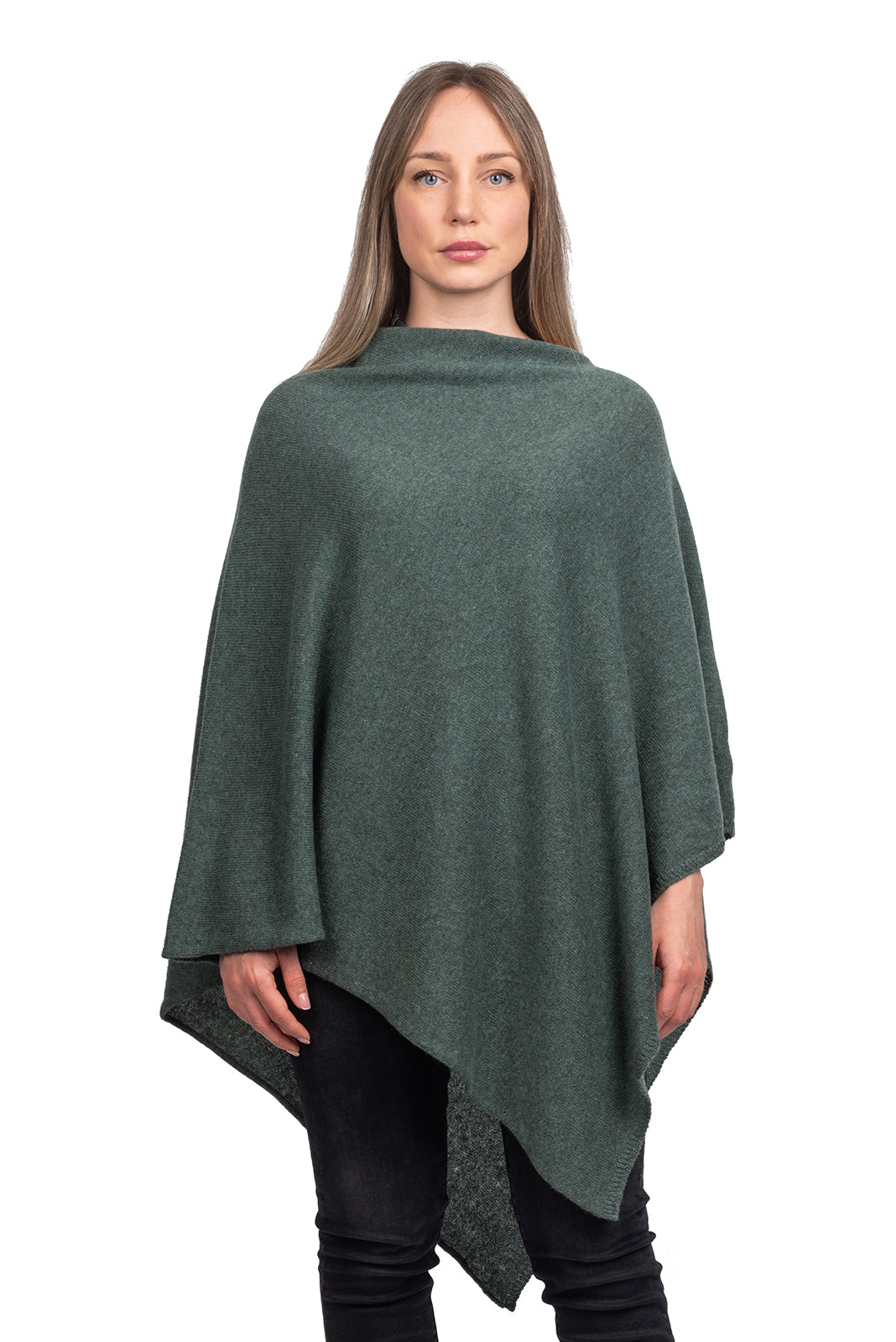 100% cashmere poncho, colour Sage Green | Dalle Piane Cashmere