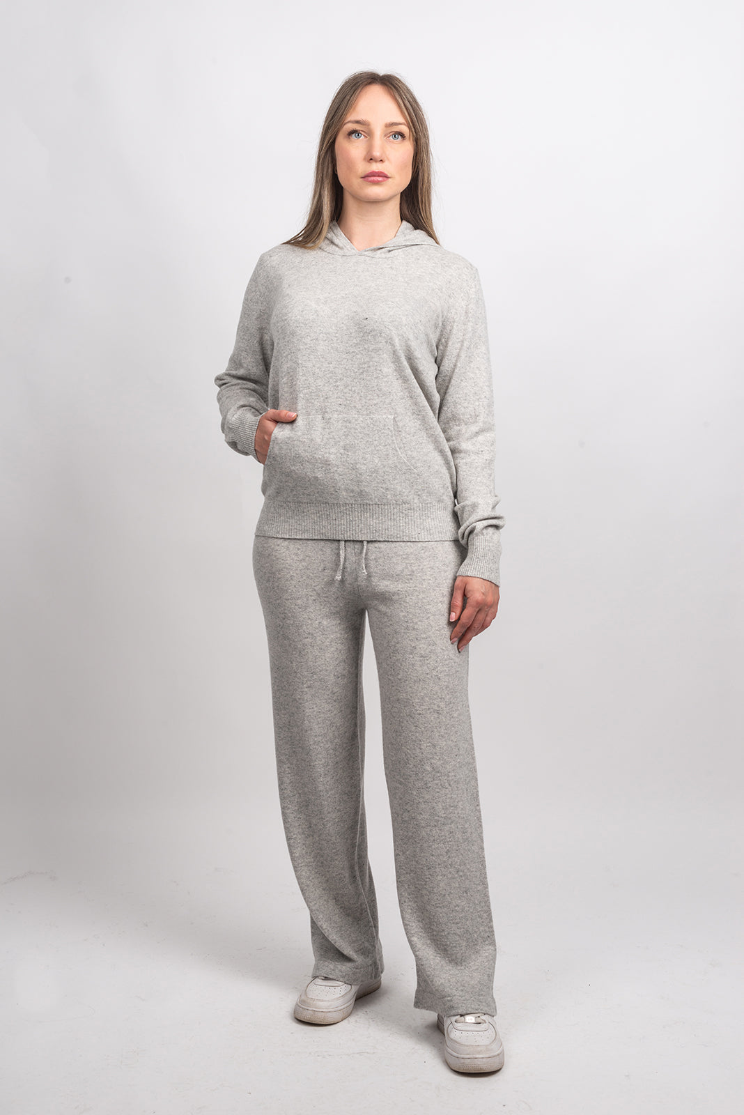 Women's cashmere blend trousers, colour Grey, view 3 | Dalle Piane Cashmere