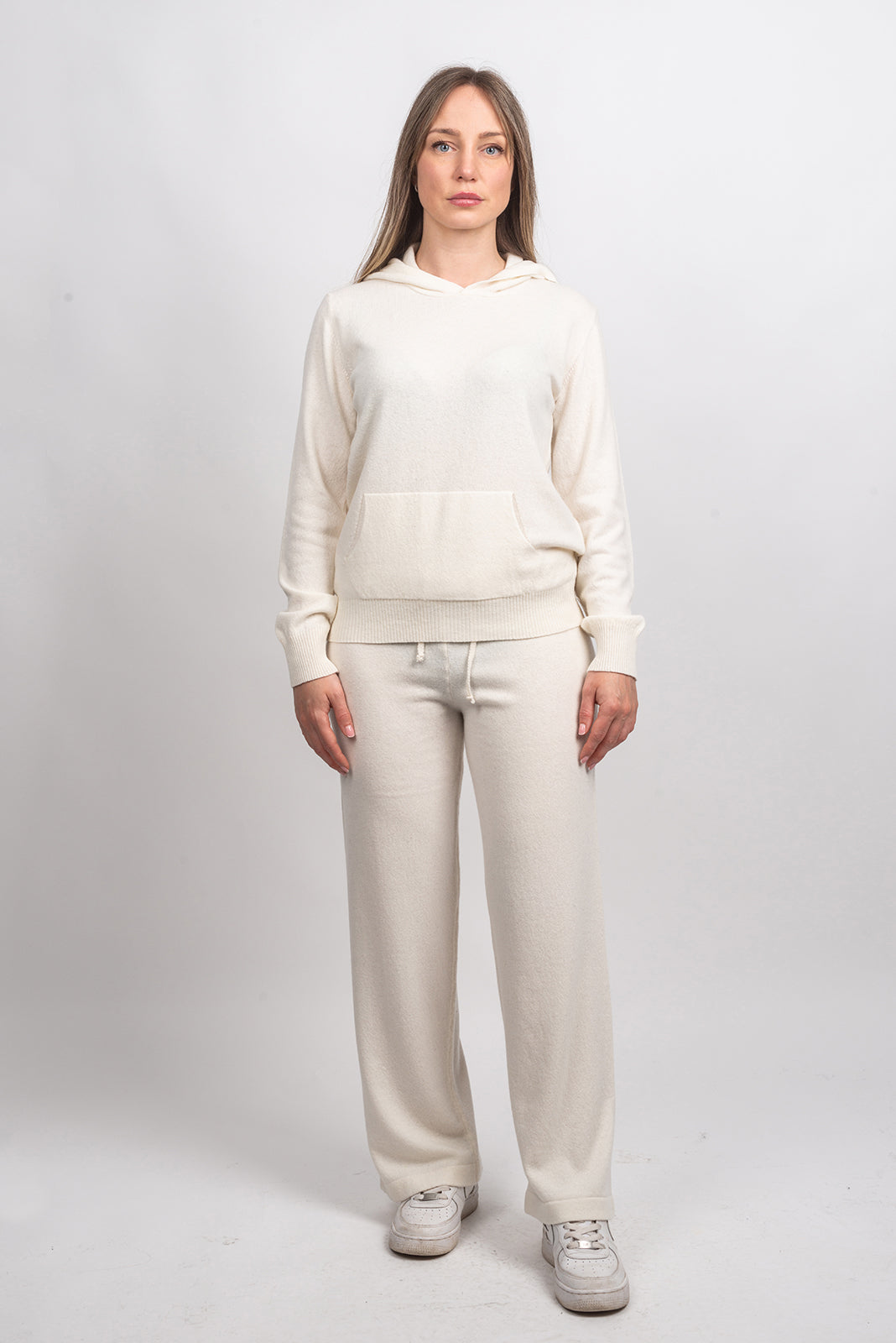 Women's cashmere blend trousers, colour White, view 4 | Dalle Piane Cashmere