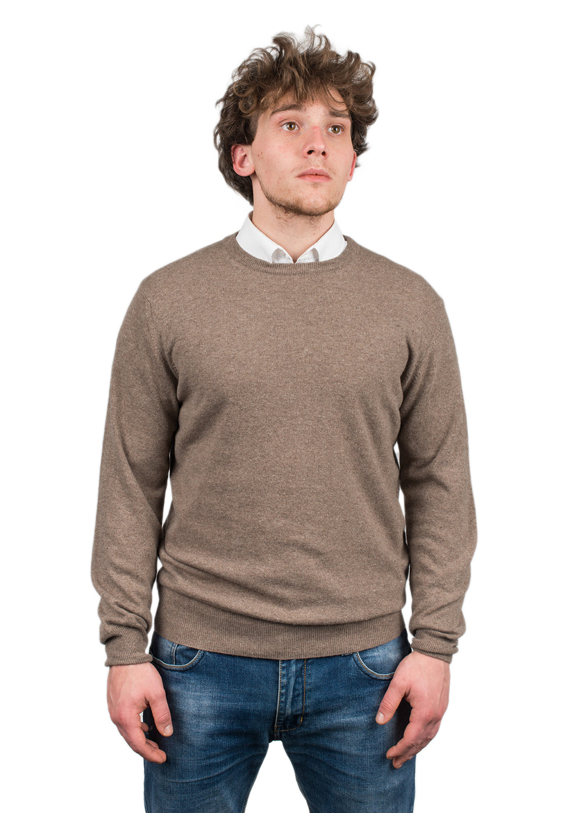 Men's cashmere blend crewneck, colour Mink | Dalle Piane Cashmere