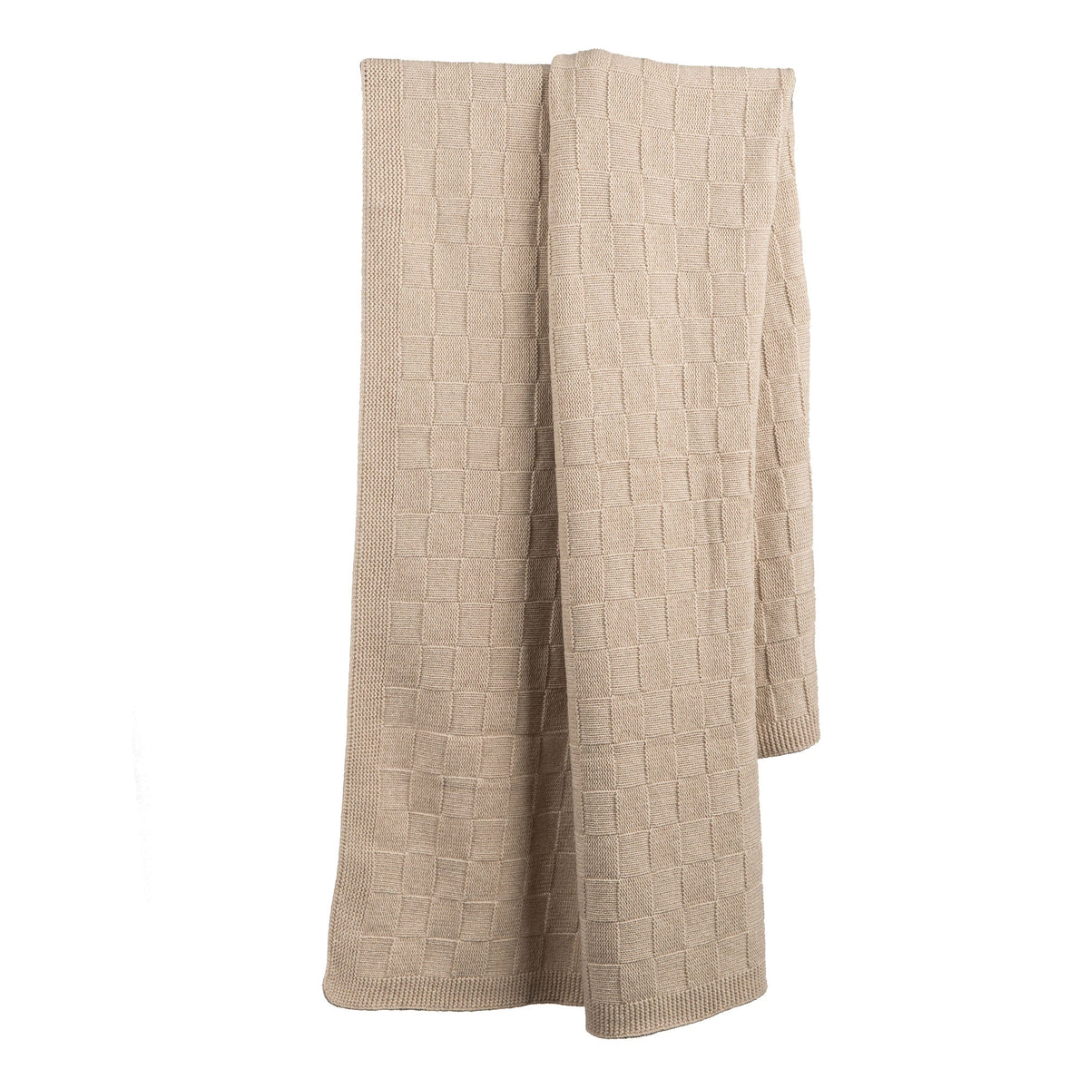 Checkerboard 100% cashmere throw, colour Beige | Dalle Piane Cashmere
