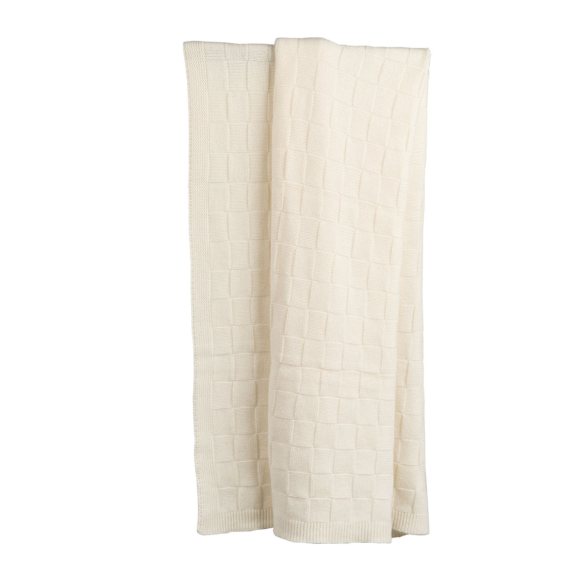 Checkerboard 100% cashmere throw, colour Cream | Dalle Piane Cashmere