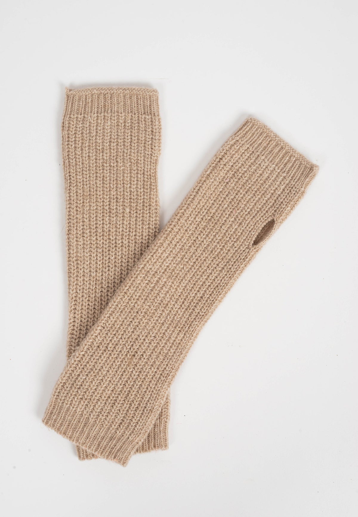 Women's cashmere blend arm warmers, colour Beige, view 2 | Dalle Piane Cashmere