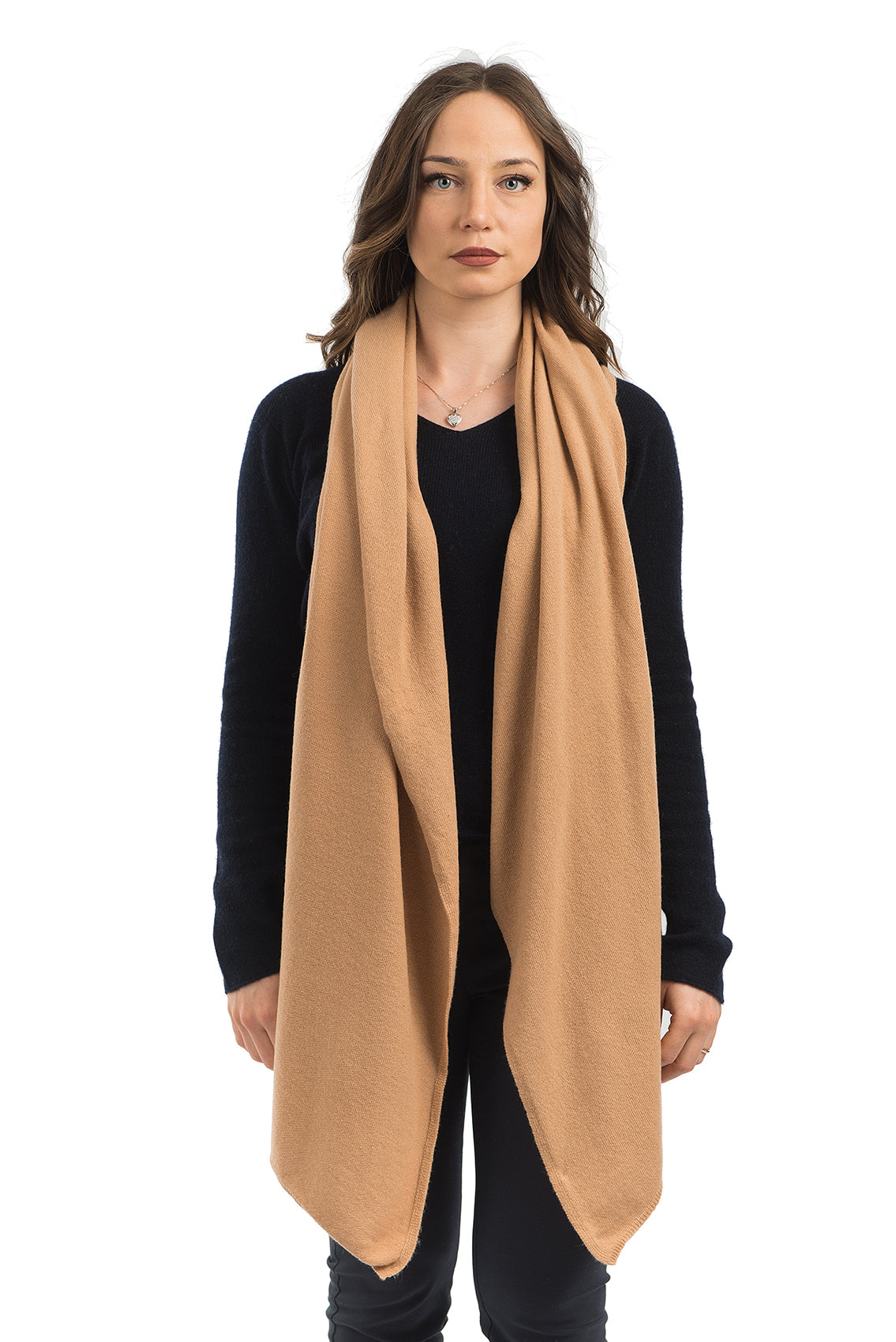 Women's cashmere blend wrap, colour Camel | Dalle Piane Cashmere
