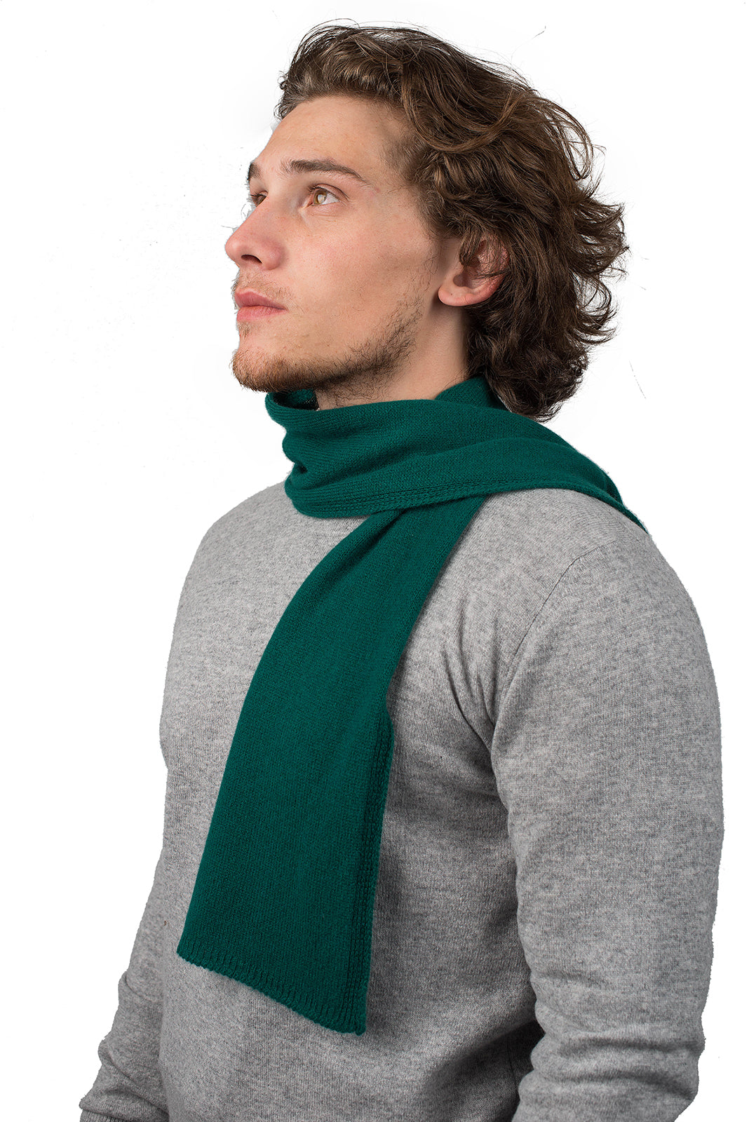 Men's 100% cashmere skinny scarf, colour Green | Dalle Piane Cashmere