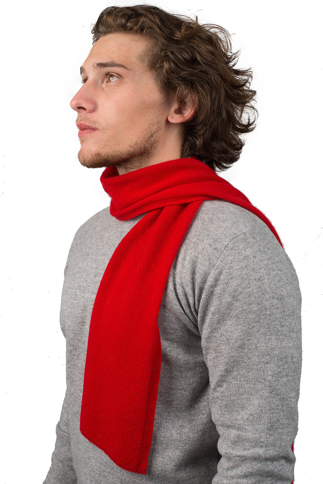 Men's 100% cashmere skinny scarf, colour Red | Dalle Piane Cashmere