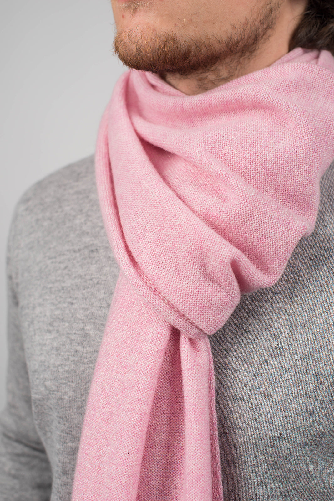 Men's wide 100% cashmere scarf, colour Pink, view 4 | Dalle Piane Cashmere