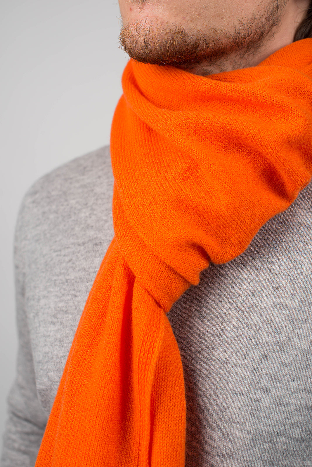 Men's wide 100% cashmere scarf, colour Orange, view 4 | Dalle Piane Cashmere