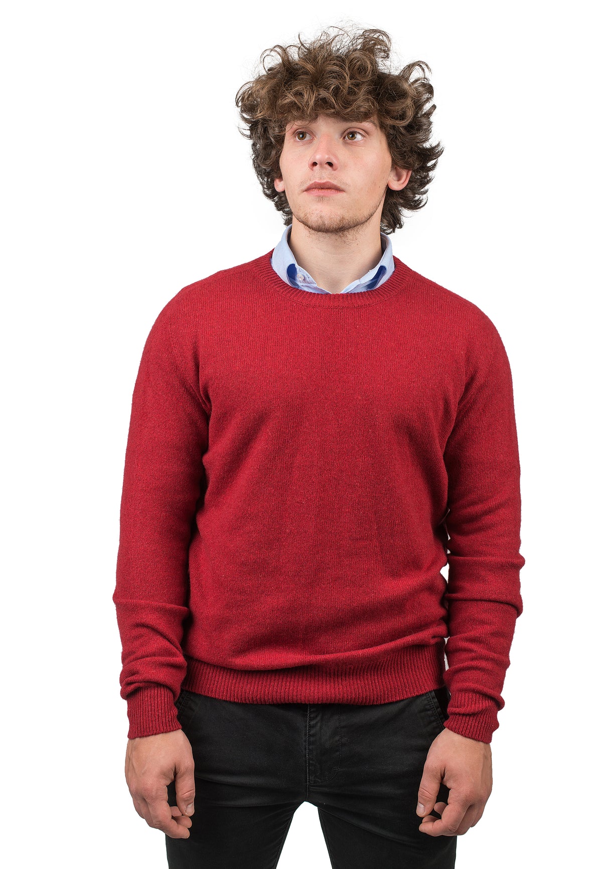 Men's recycled cashmere crewneck, colour Red | Dalle Piane Cashmere