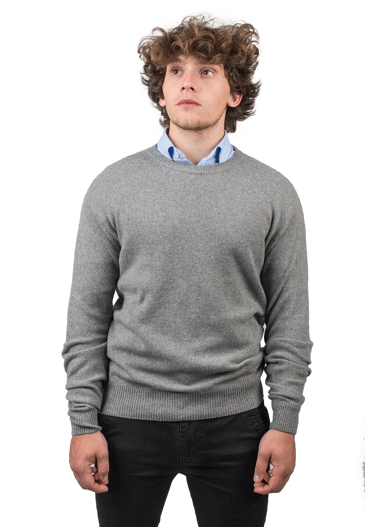 Men's recycled cashmere crewneck, colour Grey | Dalle Piane Cashmere