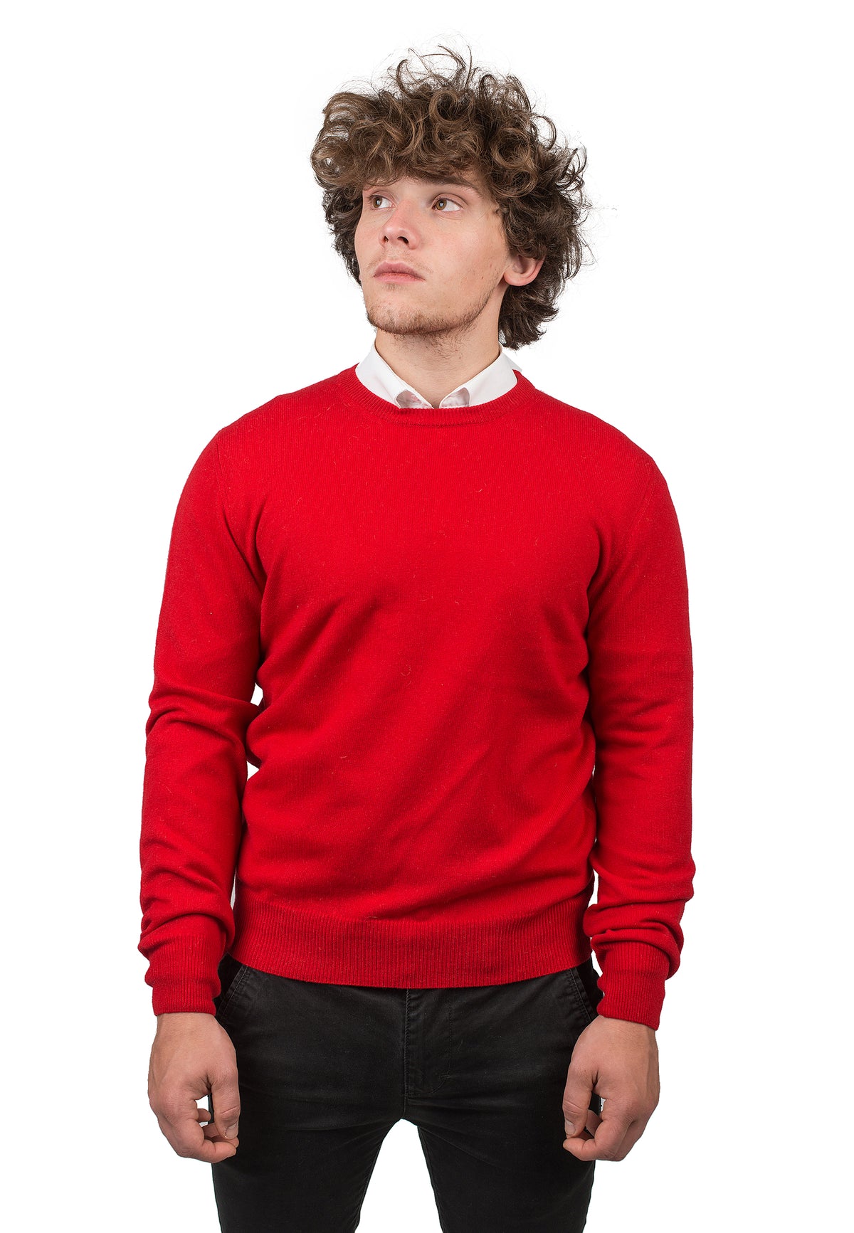 Men's 100% cashmere crewneck, colour Red | Dalle Piane Cashmere