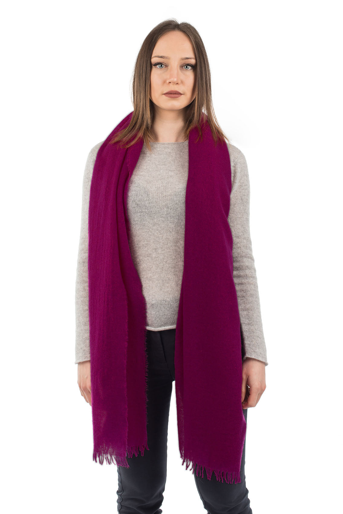 Women's 100% cashmere pashmina, colour Fuchsia | Dalle Piane Cashmere