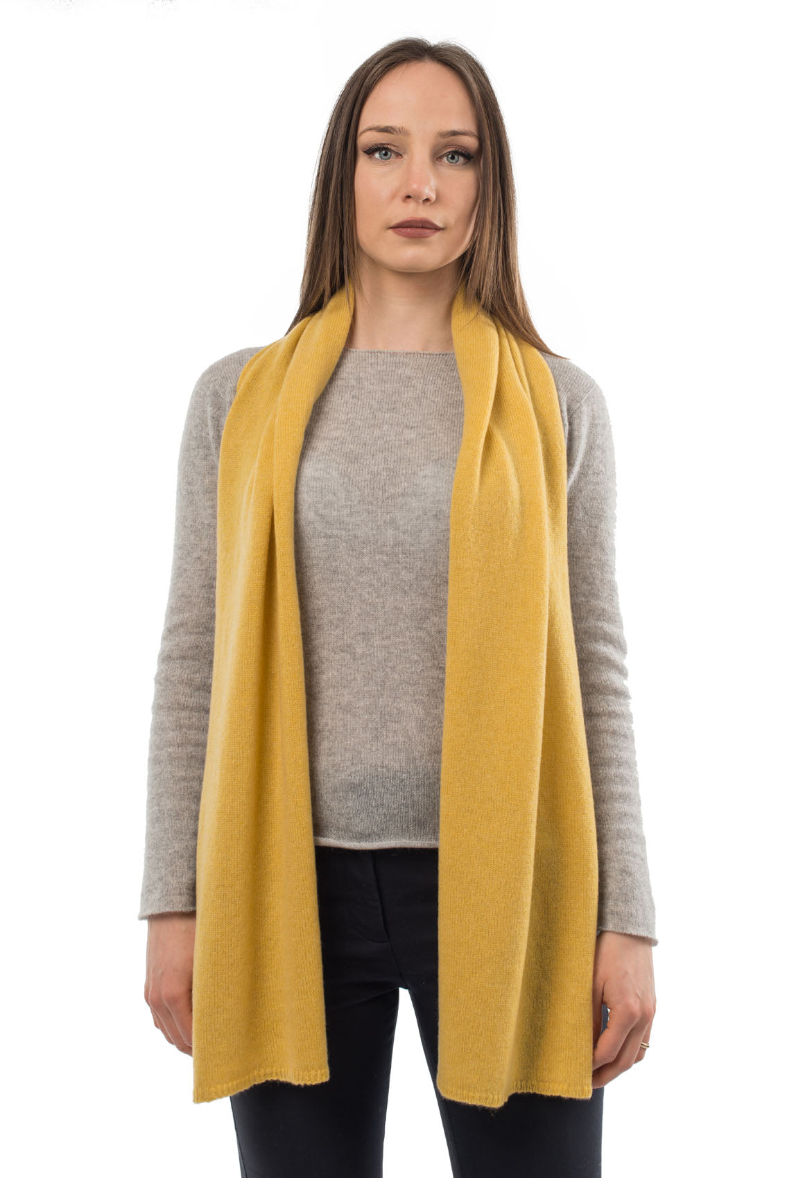 Unisex 100% cashmere scarf, colour Yellow | Dalle Piane Cashmere