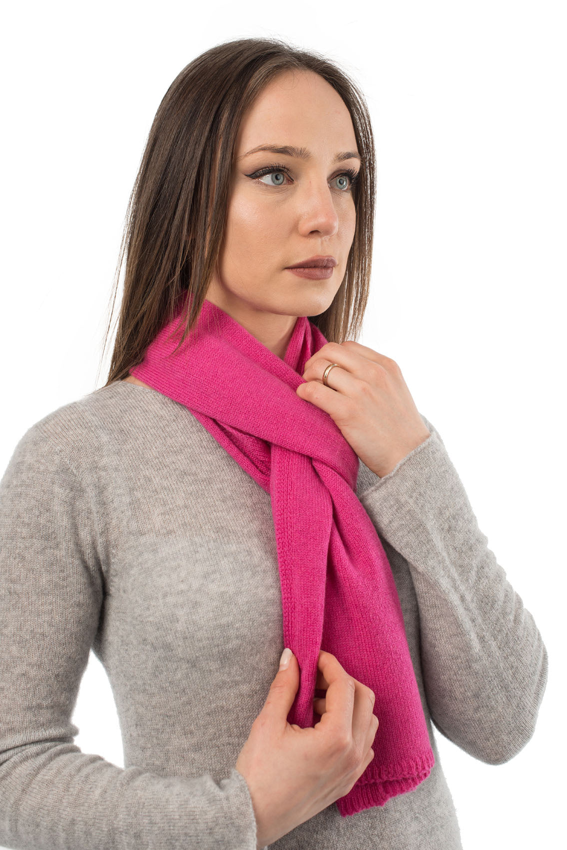 Unisex 100% cashmere scarf, colour Fuchsia, view 3 | Dalle Piane Cashmere